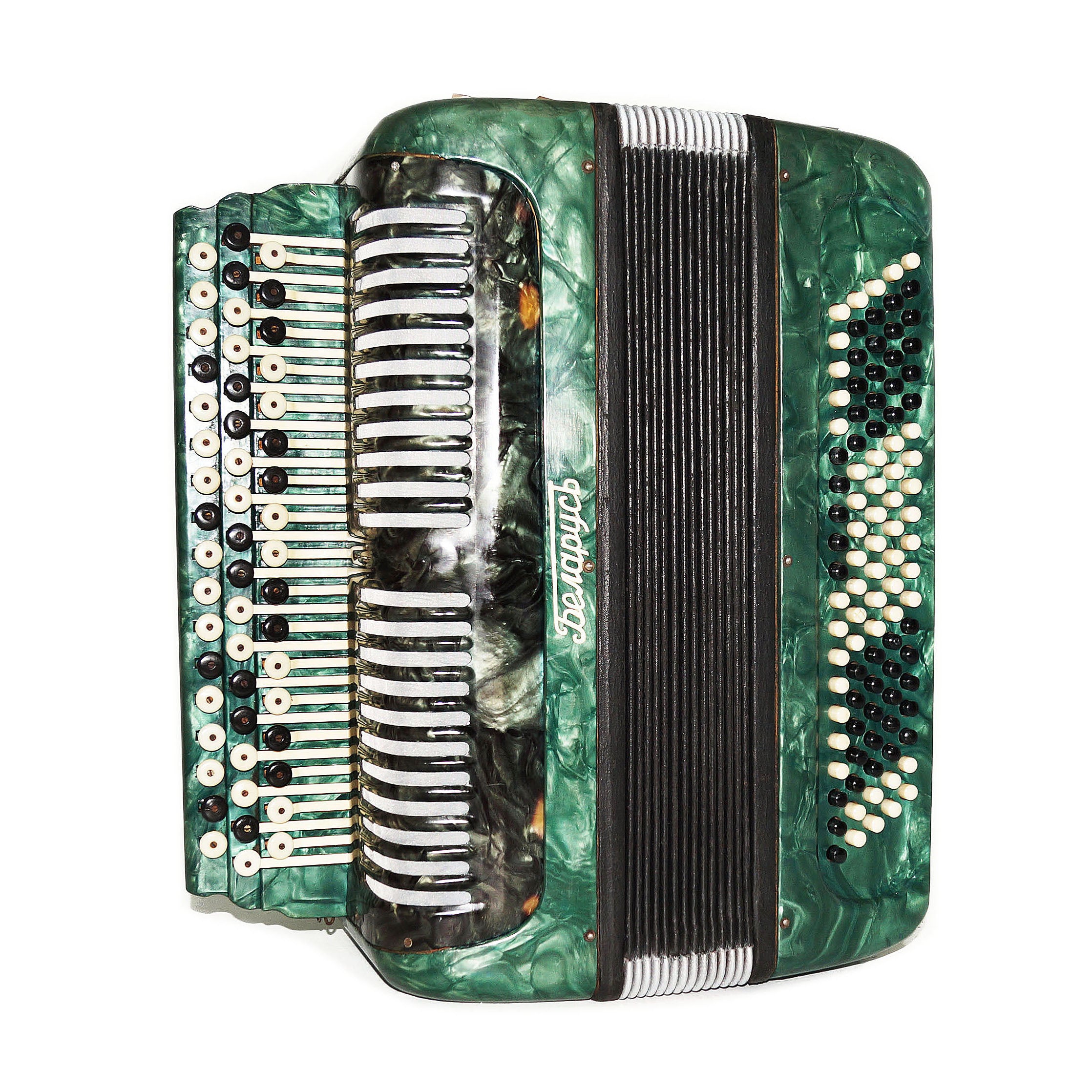 Vintage Button Accordion, 3 Row Folk Old Bayan Belarus, New Straps 1858, Concertina Accordion Wonderful sound!