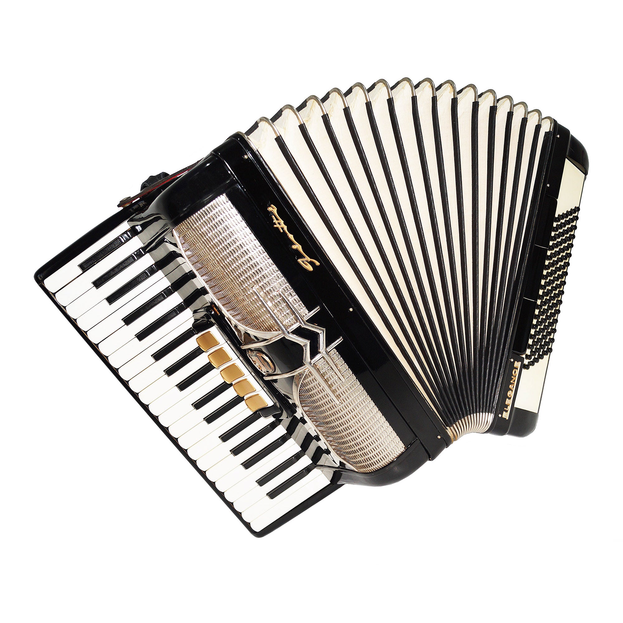 Firotti Elegance 96 Bass made in Germany Piano Accordion New Straps Case 1935, Rich and Beautiful Sound!