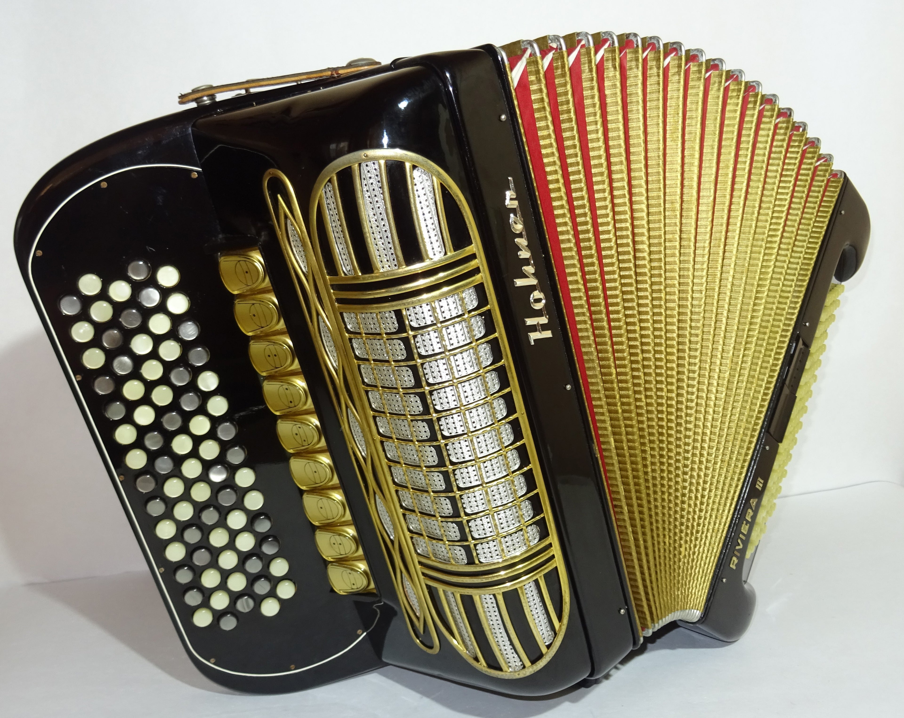 Hohner Riviera III Lightweight 5 Rows Button Accordion C Griff made in Germany, with New Straps