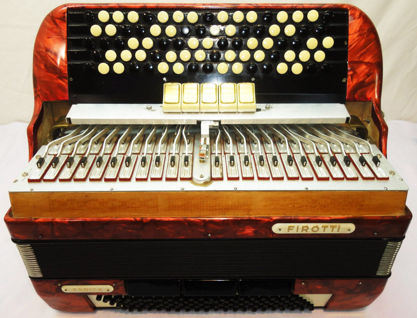 Firotti Eroica, 5-reihig, 120 Bässe, hervorragendes originales deutsches Knopfakkordeon Bajan 812, Konzert-Chromatik-Akkordeon zu verkaufen