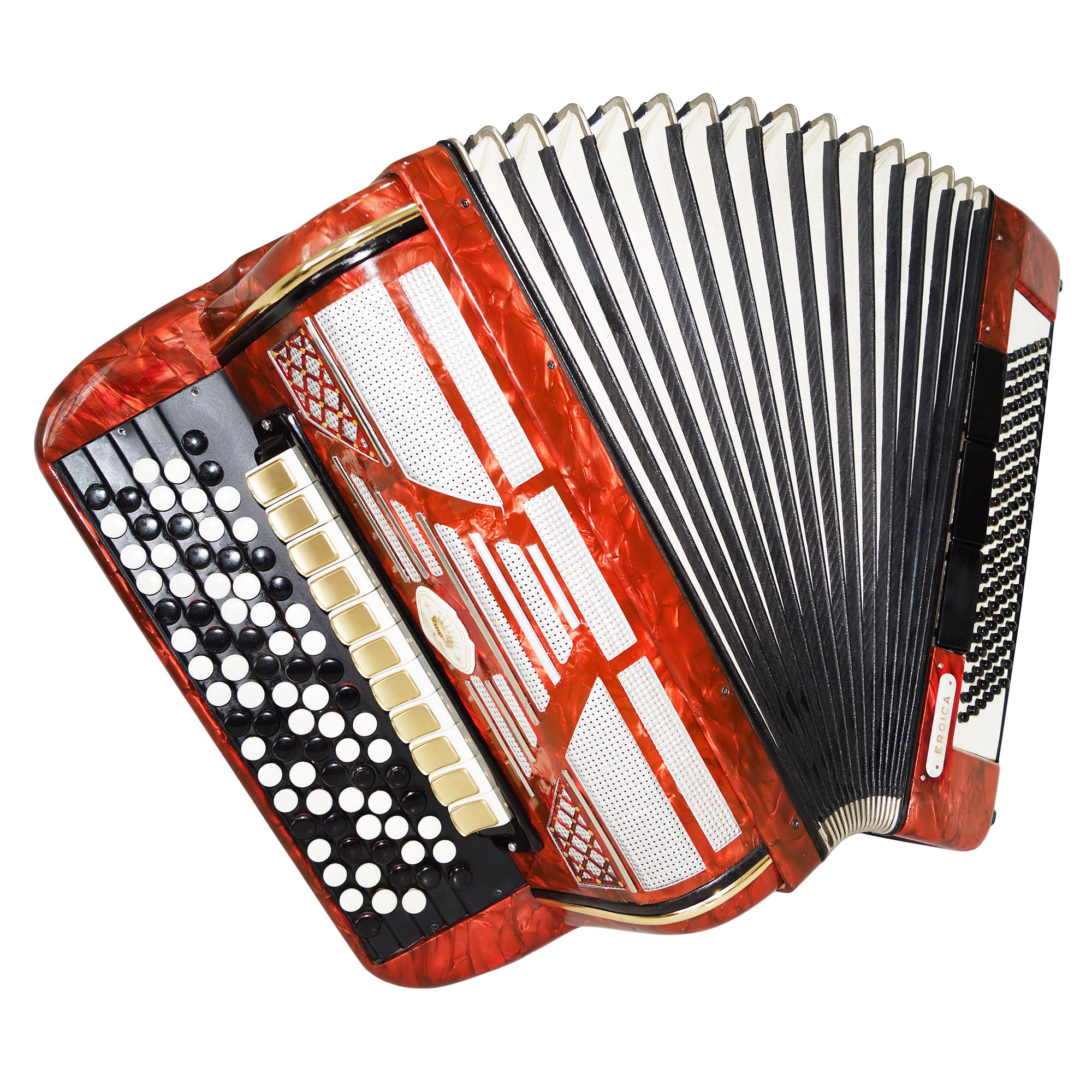 Firotti Eroica, 5 Row 120 Bass German Button Accordion Bayan, New Straps 1458, Concert Chromatic Accordian, Super sound.
