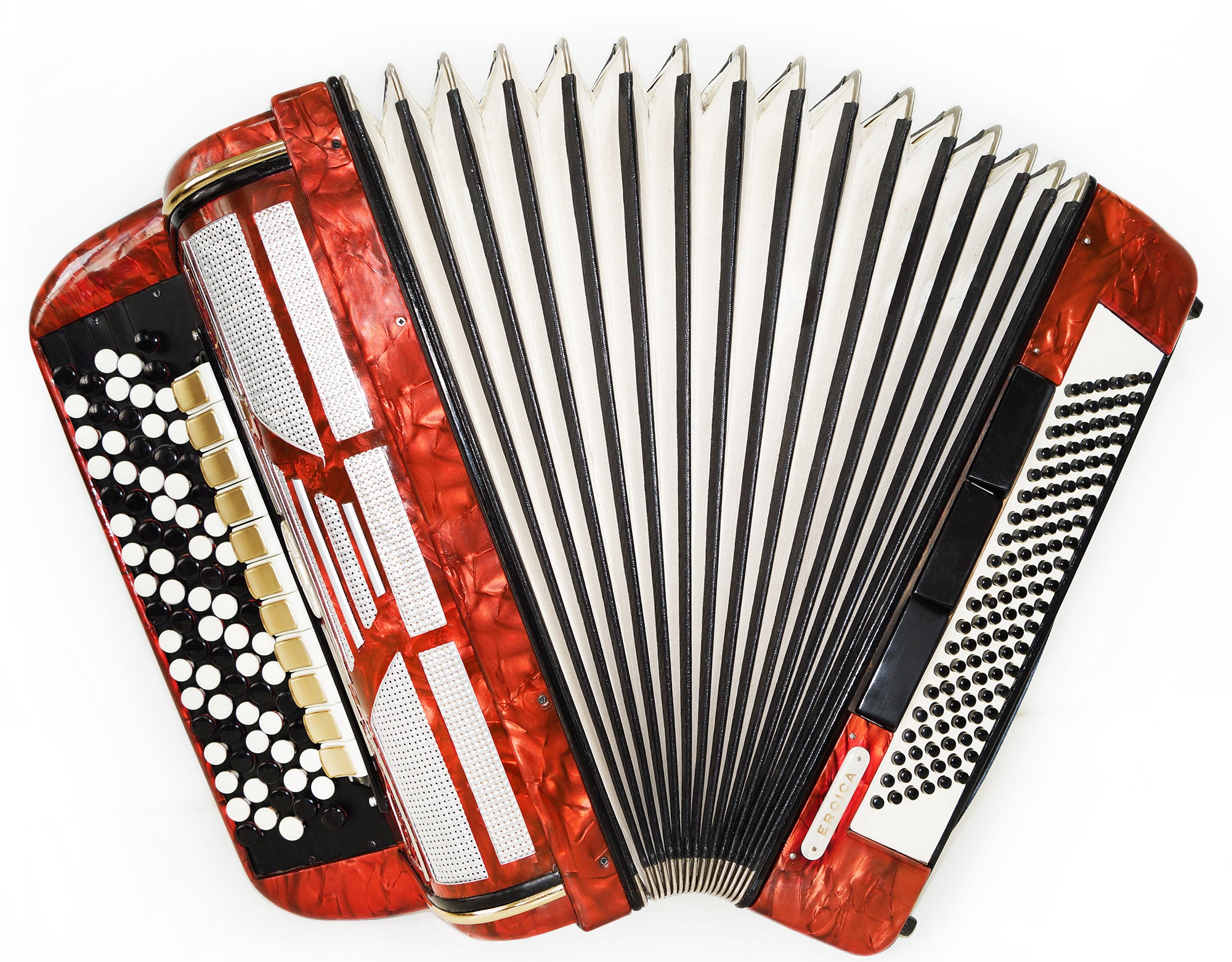 Firotti Eroica, 5 Row 120 Bass German Button Accordion Bayan, New Straps 1458, Concert Chromatic Accordian, Super sound.