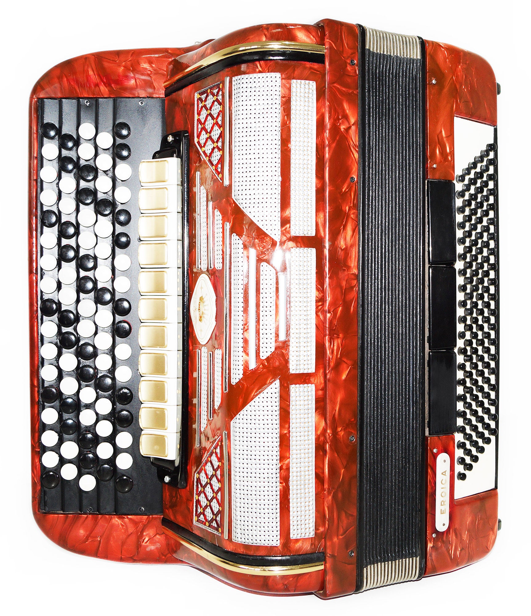 Firotti Eroica, 5 Row 120 Bass German Button Accordion Bayan, New Straps 1458, Concert Chromatic Accordian, Super sound.