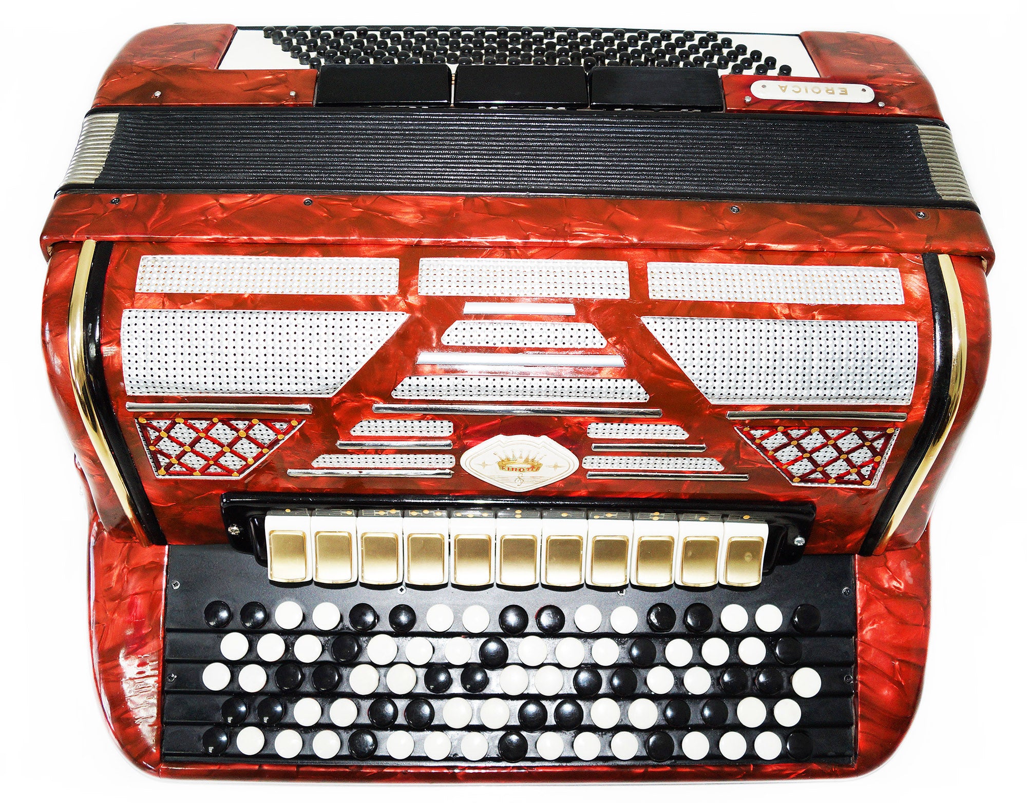 Firotti Eroica, 5 Row 120 Bass German Button Accordion Bayan, New Straps 1458, Concert Chromatic Accordian, Super sound.