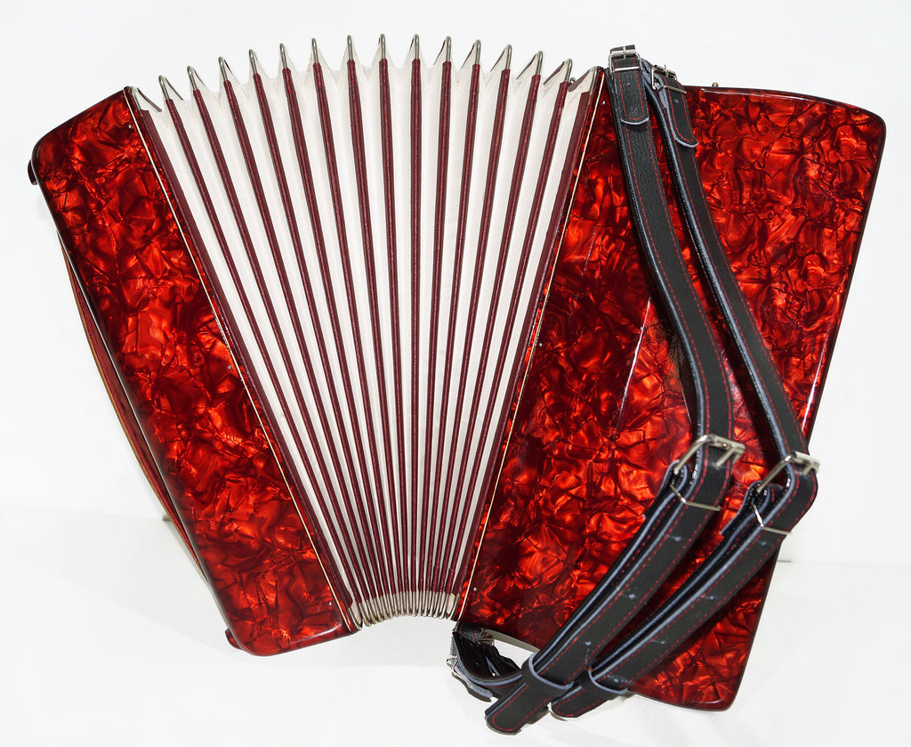 Rare Original Piano Accordion Solo, made in Germany, 120 Bass, New Straps, Case 1503, Rich and Bright Sound!