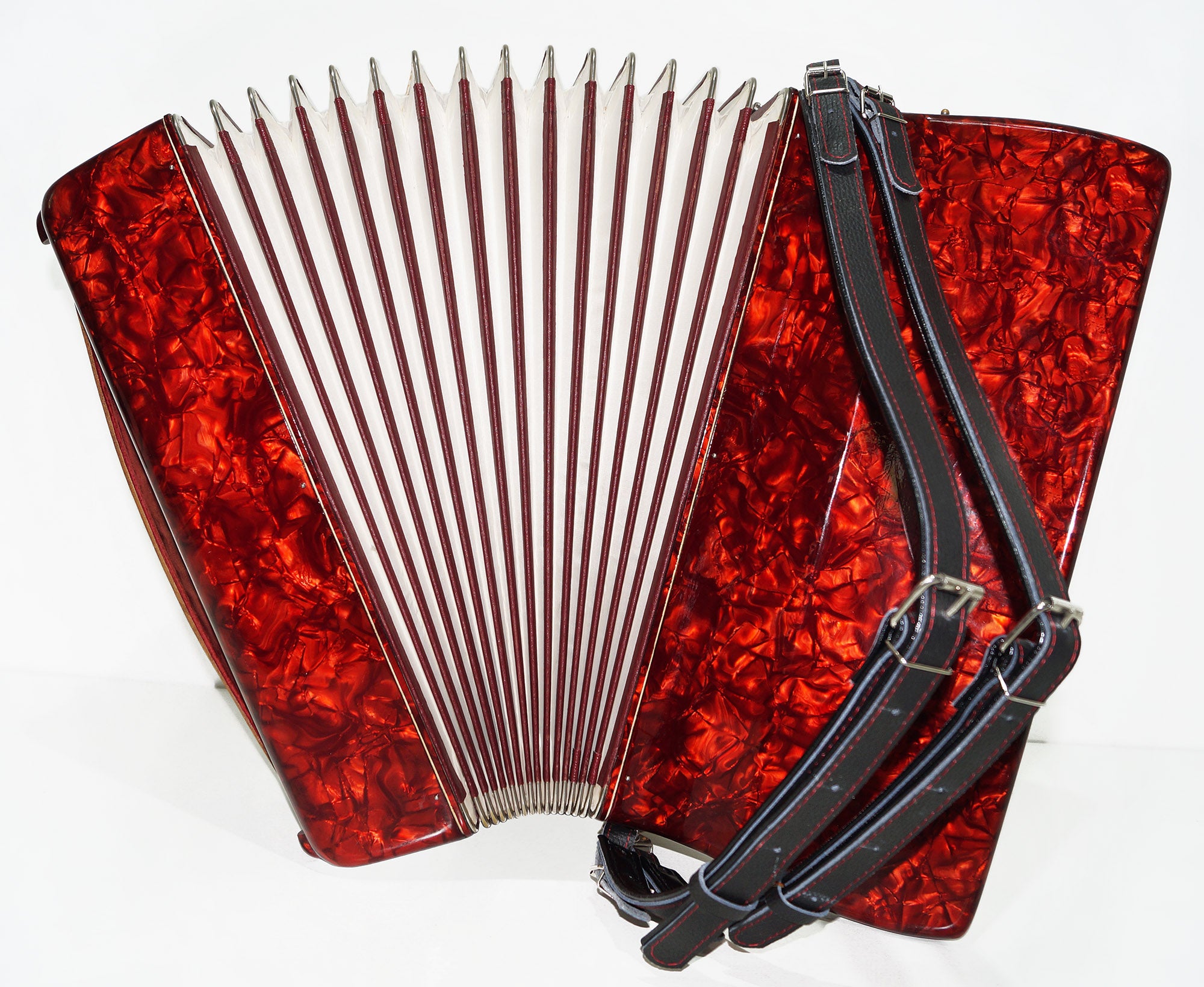 Rare Original Piano Accordion Solo, made in Germany, 120 Bass, New Straps, Case 1503, Rich and Bright Sound!