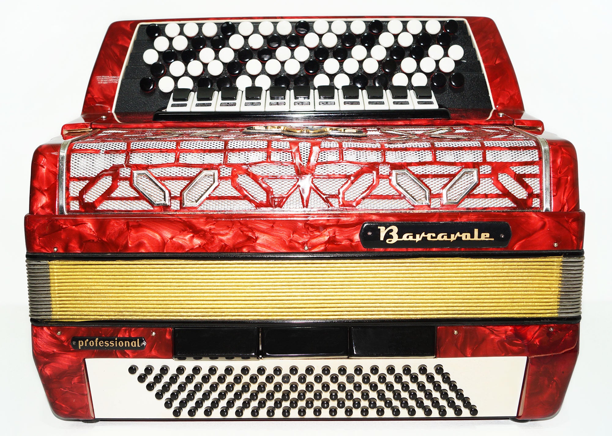 5 Row Barcarole Professional Concert Button Accordion made in Germany Bayan 1550, incl New Straps, Full Size, 120 Bass, 14 Registers