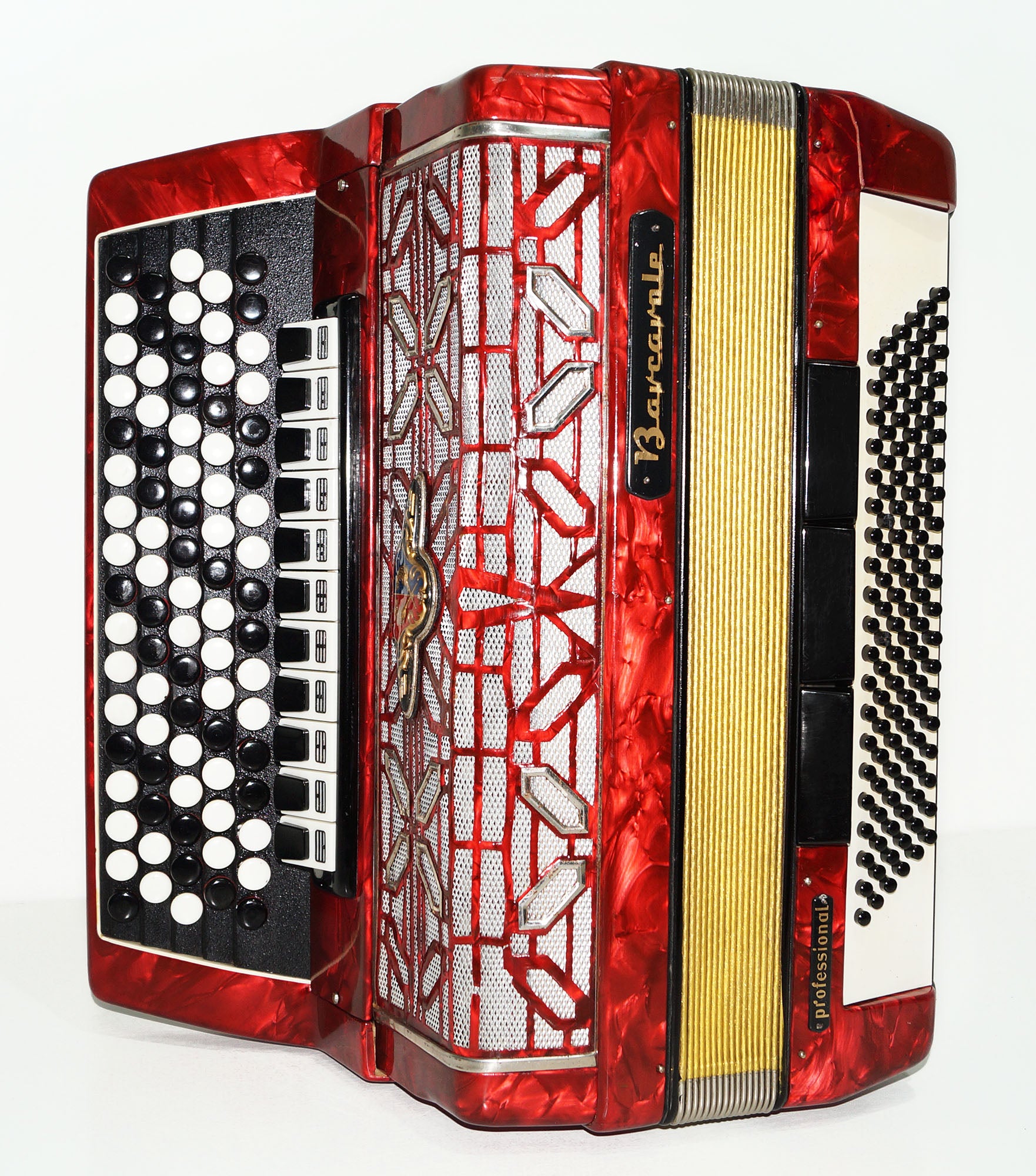 5 Row Barcarole Professional Concert Button Accordion made in Germany Bayan 1550, incl New Straps, Full Size, 120 Bass, 14 Registers