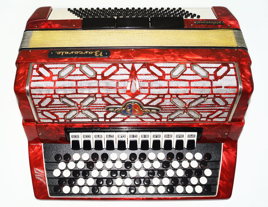 5 Row Barcarole Professional Concert Button Accordion made in Germany Bayan 1550, incl New Straps, Full Size, 120 Bass, 14 Registers
