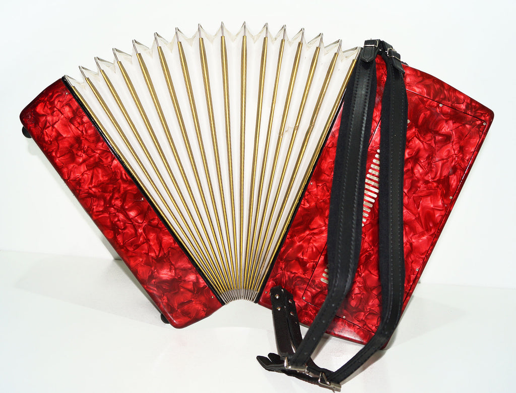 5 Row Barcarole Professional Concert Button Accordion made in Germany Bayan 1550, incl New Straps, Full Size, 120 Bass, 14 Registers