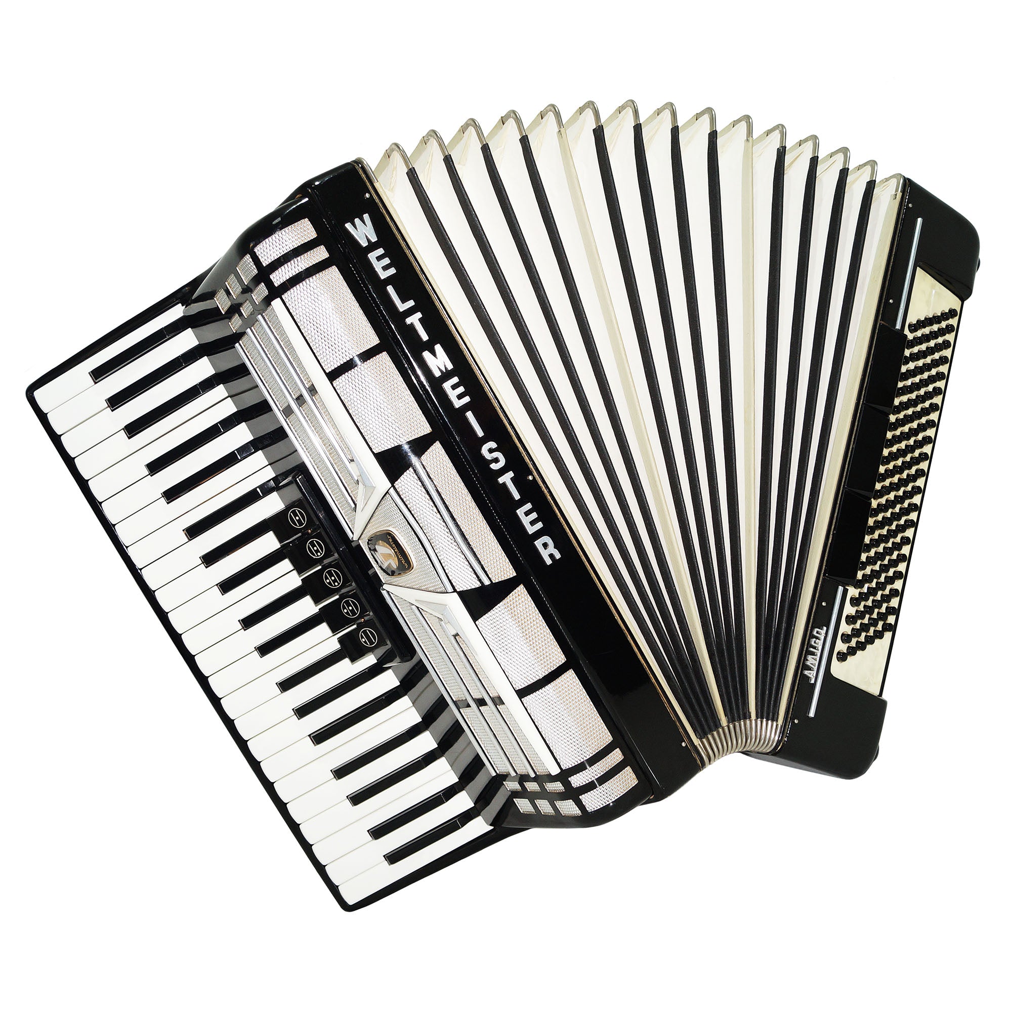 Weltmeister Amigo 120 Bass Made in Germany Piano Akkordeon, neue Riemen Koffer 1561, erstaunliches Original-Akkordeon, exzellenter Klang