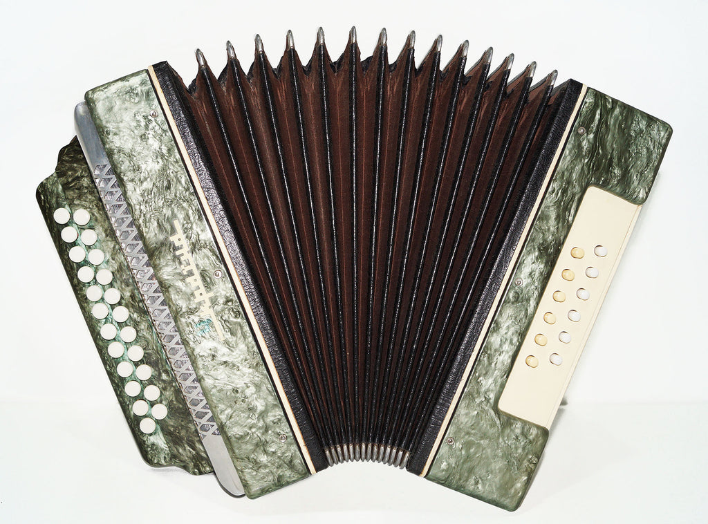 Folk Bayan Garmon Ukraine, Vintage Button Accordion Harmonica, 23x12 Squeezebox, Old Garmoshka in Tune, 1584