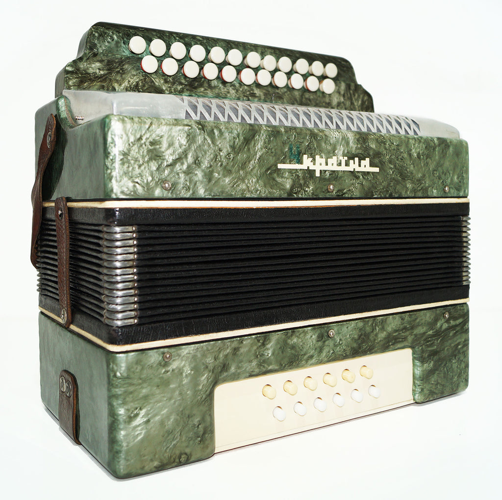 Folk Bayan Garmon Ukraine, Vintage Button Accordion Harmonica, 23x12 Squeezebox, Old Garmoshka in Tune, 1584