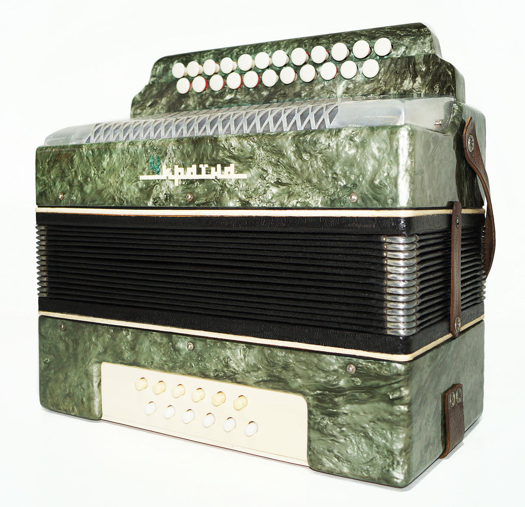 Folk Bayan Garmon Ukraine, Vintage Button Accordion Harmonica, 23x12 Squeezebox, Old Garmoshka in Tune, 1584
