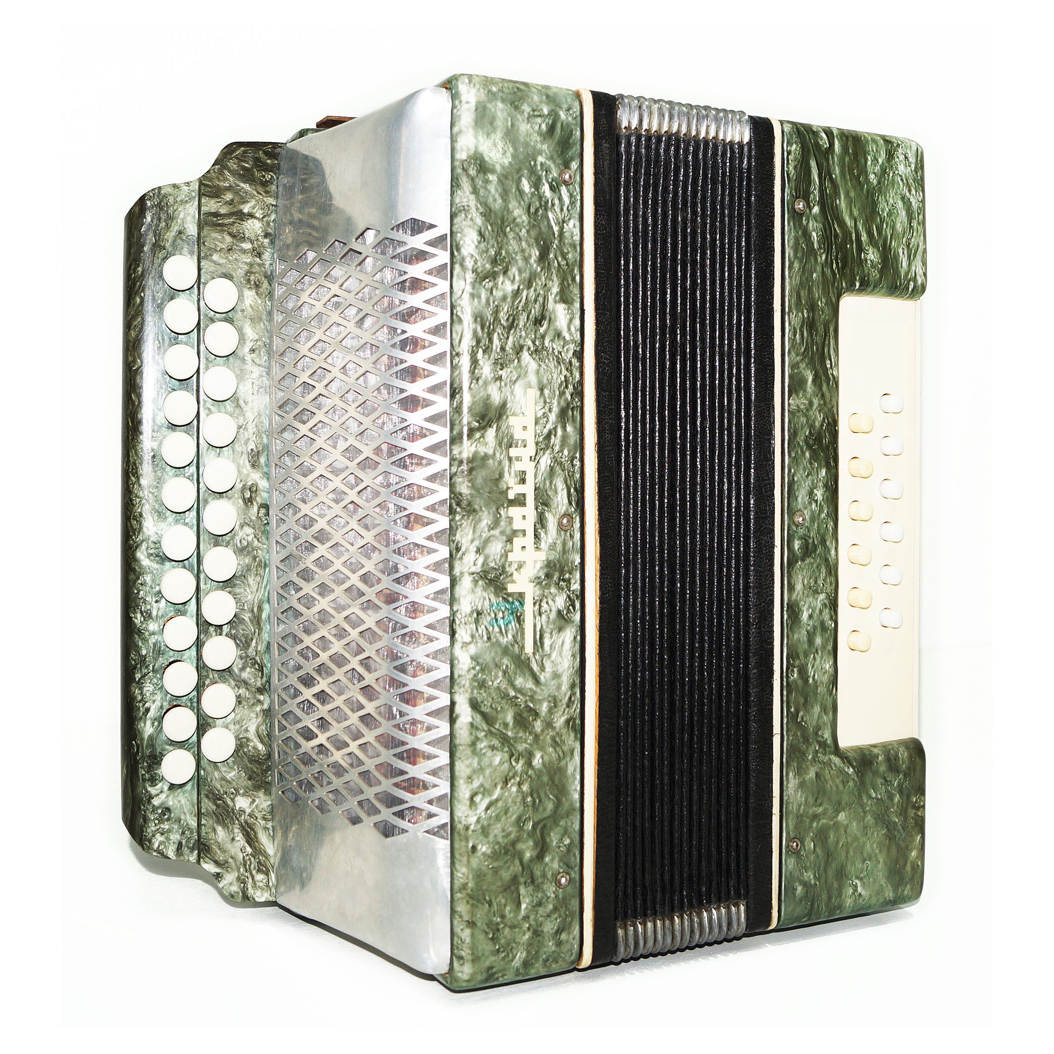 Folk Bayan Garmon Ukraine, Vintage Button Accordion Harmonica, 23x12 Squeezebox, Old Garmoshka in Tune, 1584