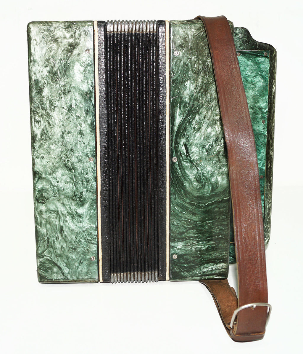 Folk Bayan Garmon Ukraine, Vintage Button Accordion Harmonica, 23x12 Squeezebox, Old Garmoshka in Tune, 1584