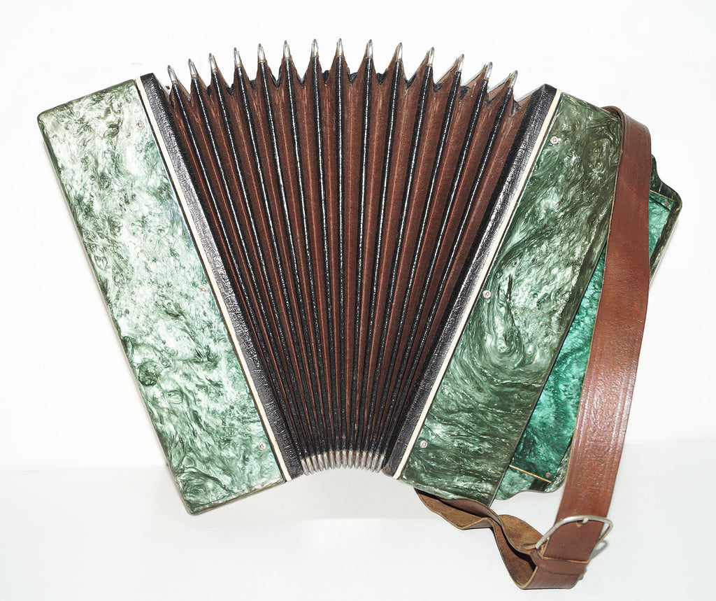 Folk Bayan Garmon Ukraine, Vintage Button Accordion Harmonica, 23x12 Squeezebox, Old Garmoshka in Tune, 1584