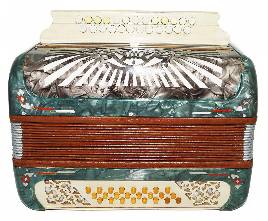 Folk Harmonica Vintage Button Accordion 25x24 Garmon New Straps, 2208, Very Beautiful sound!