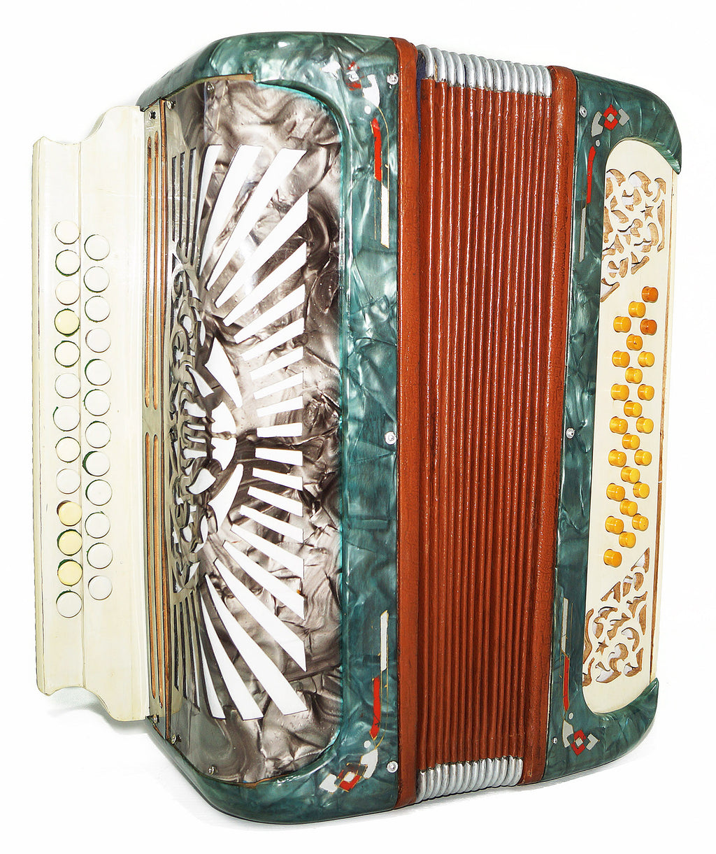 Folk Harmonica Vintage Button Accordion 25x24 Garmon New Straps, 2208, Very Beautiful sound!