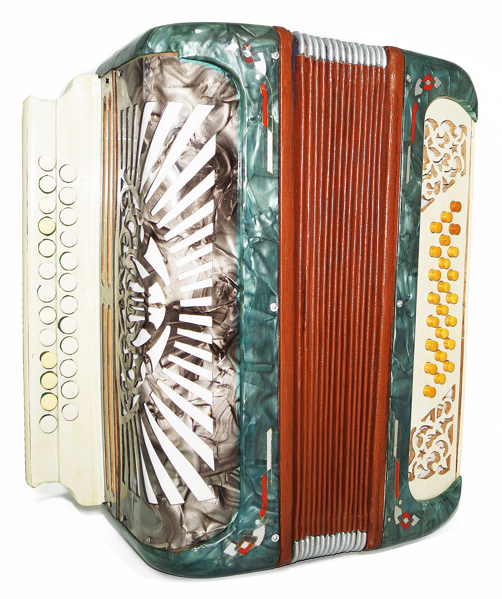 Folk Harmonica Vintage Button Accordion 25x24 Garmon New Straps, 2208, Very Beautiful sound!