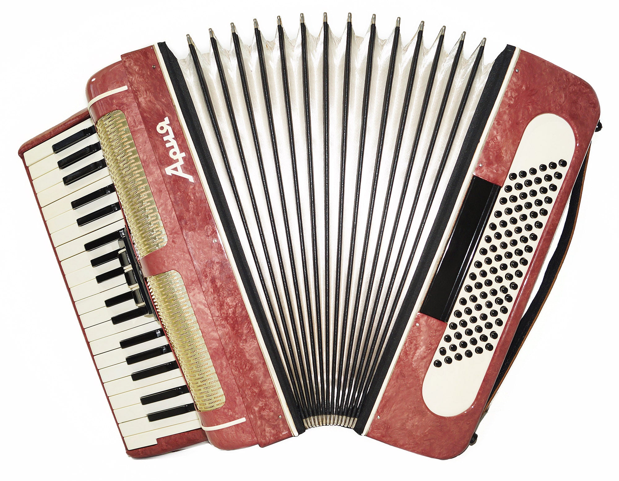 Vintage Piano Accordion Ariya 96 Bass, made in USSR, New Straps 2059, Very Beautiful Keyboard Accordian! Wonderful sound!