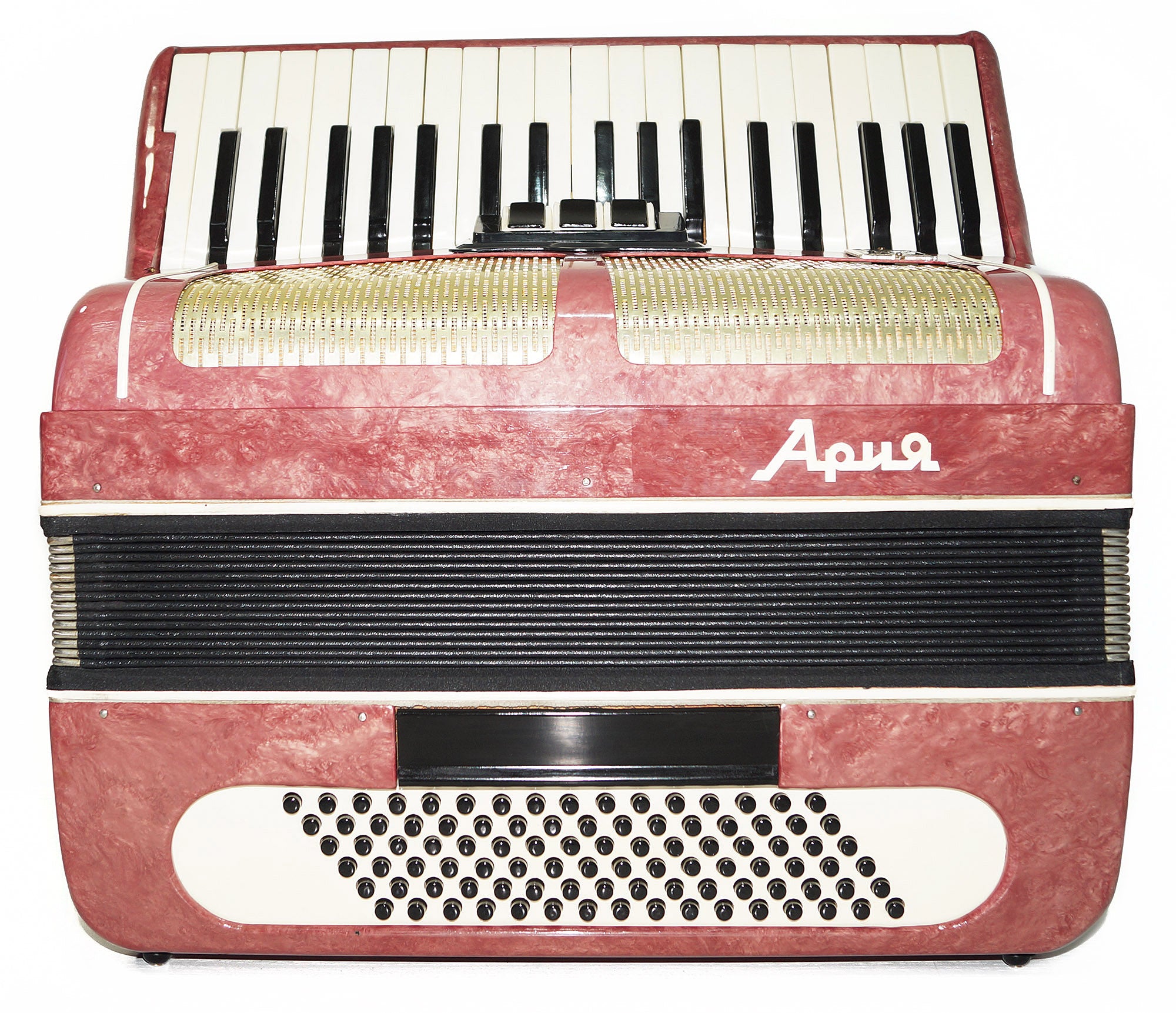 Vintage Piano Accordion Ariya 96 Bass, made in USSR, New Straps 2059, Very Beautiful Keyboard Accordian! Wonderful sound!
