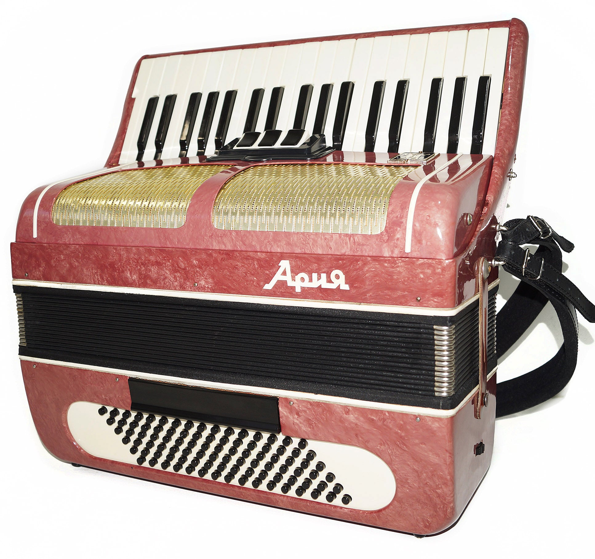Vintage Piano Accordion Ariya 96 Bass, made in USSR, New Straps 2059, Very Beautiful Keyboard Accordian! Wonderful sound!