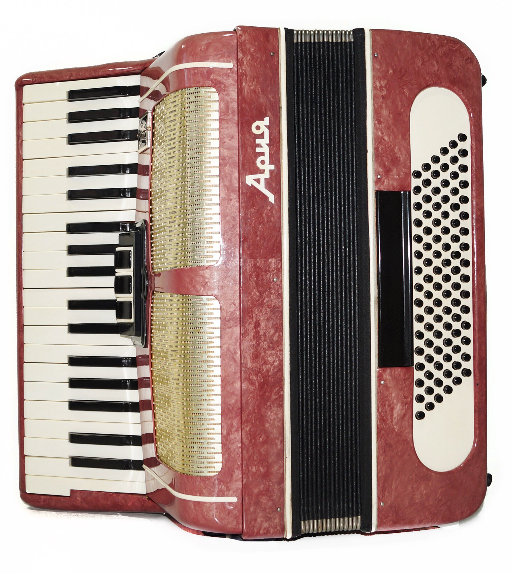 Vintage Piano Accordion Ariya 96 Bass, made in USSR, New Straps 2059, Very Beautiful Keyboard Accordian! Wonderful sound!