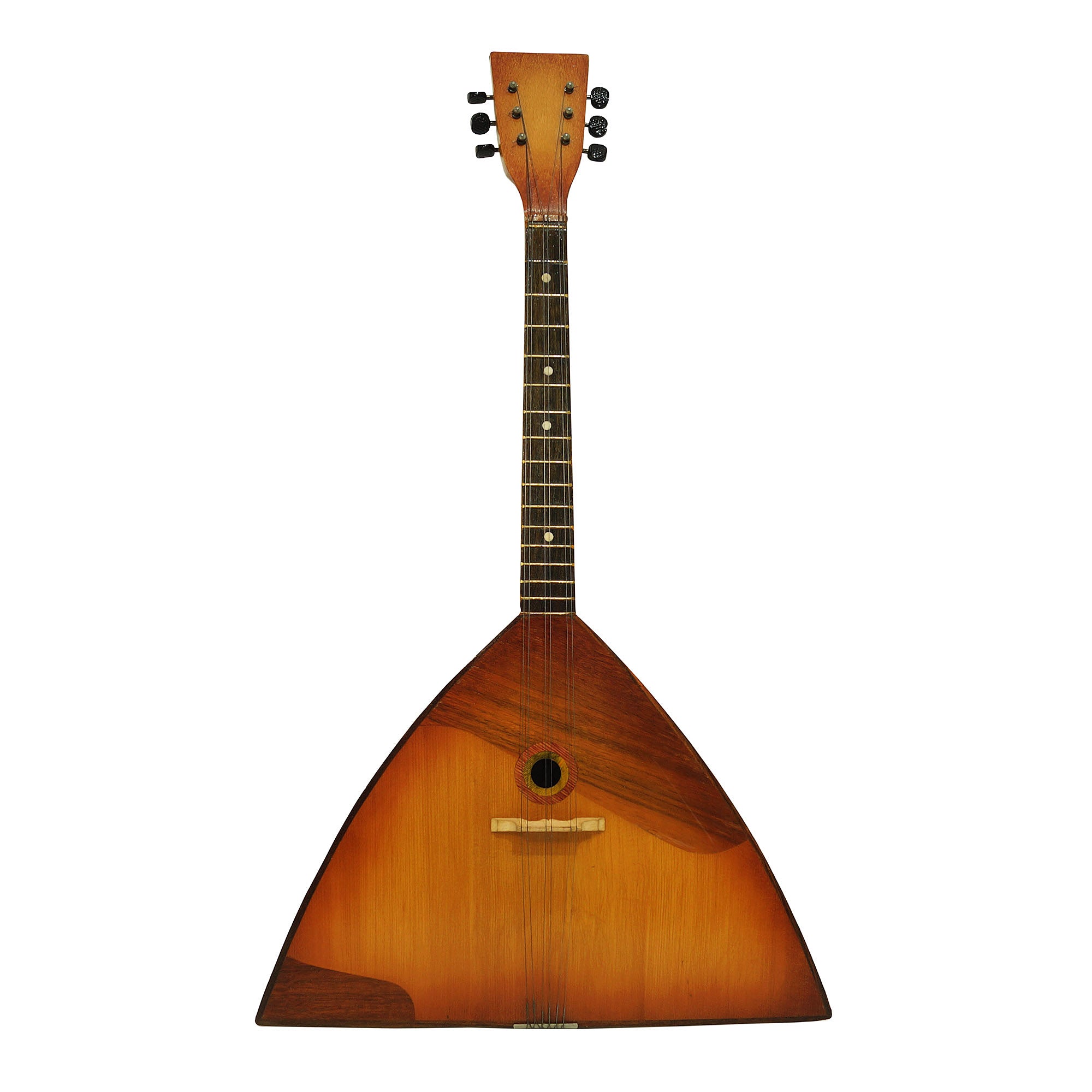 Folk Vintage Original Balalaika 6 Strings Natural Wood, Old Musical Instrument 2071 Wonderful Sound!