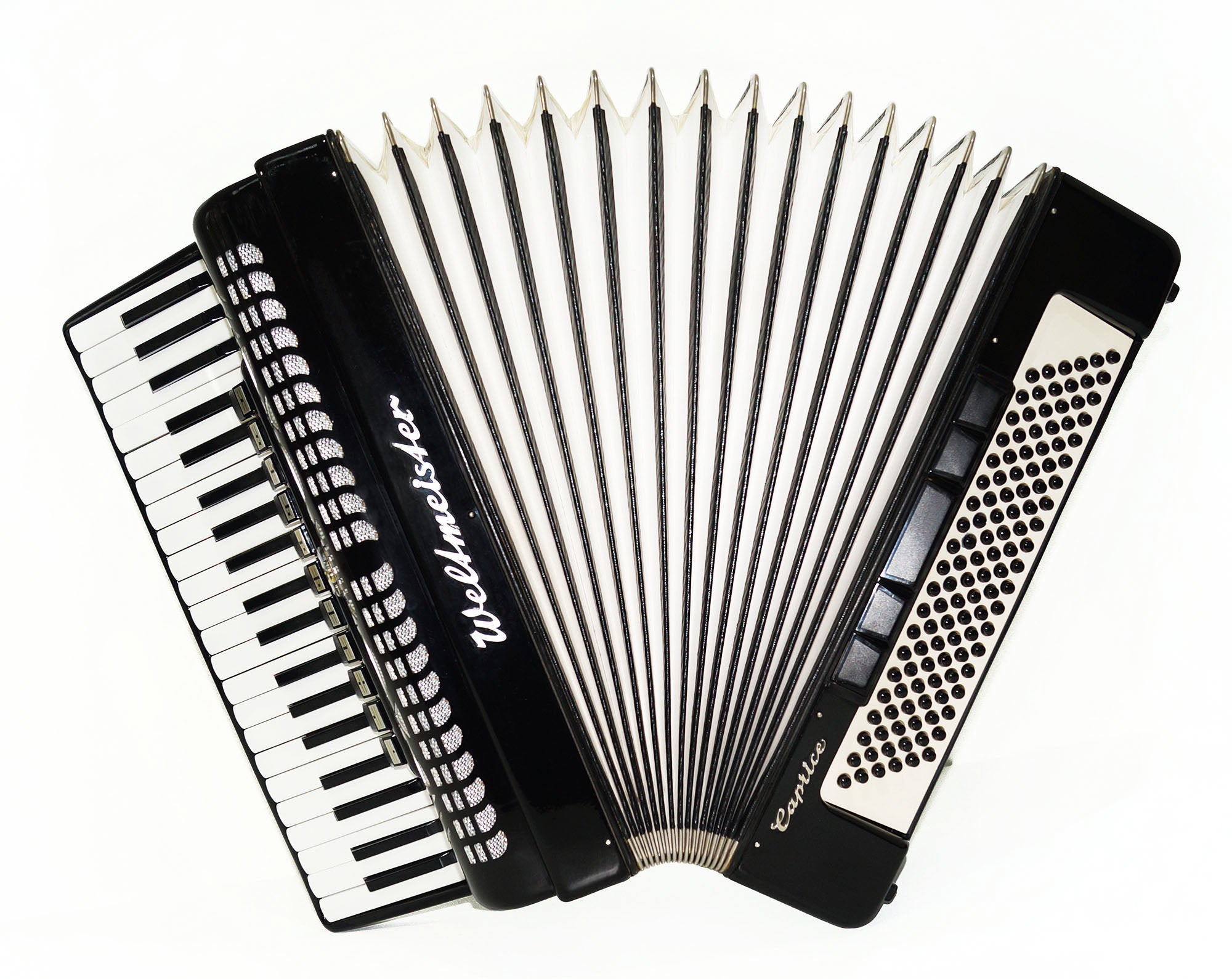 Amazing Weltmeister Caprice 120 Bass, made in Germany Accordion Straps Case 1635, High Quality Piano Accordian! Rich and Powerful Sound!