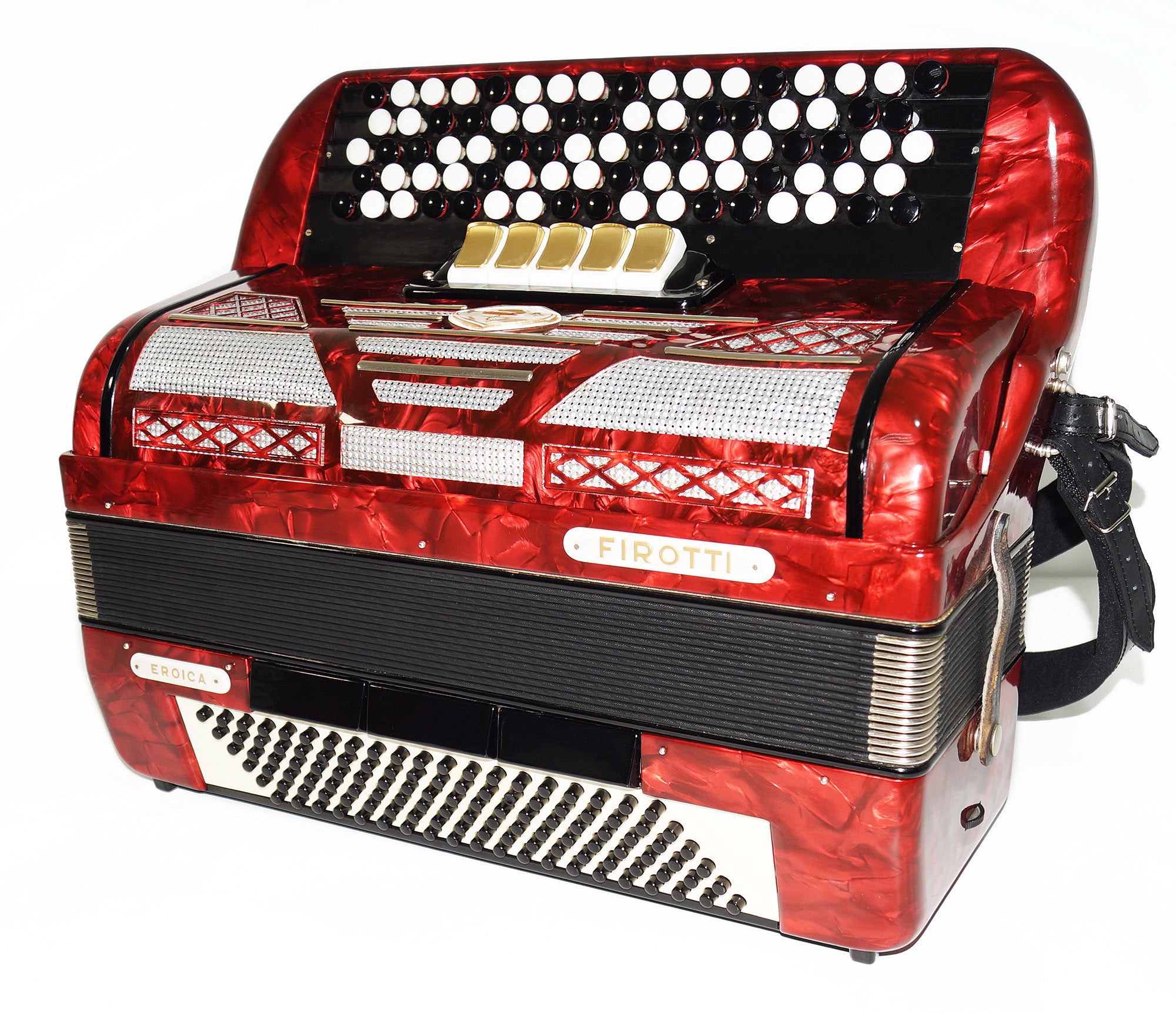 5 Row Firotti Eroica 120 Bass made in Germany Button Accordion Bayan New Straps 1816, Concert Chromatic Accordian, Super sound