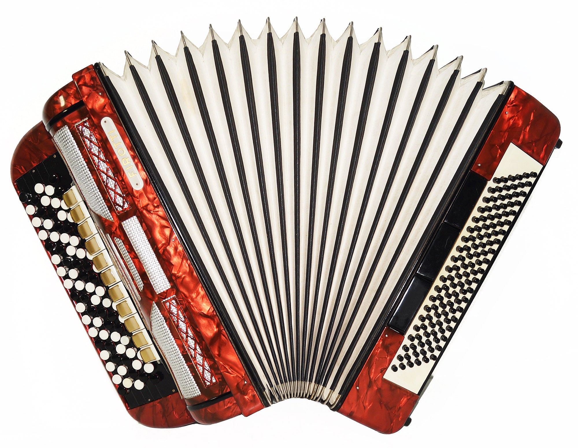5 Row Firotti Accordion 120 Bass Buttons made in Germany Original Bayan New Straps 2062, Concert Chromatic Accordian, Rich and Powelful sound.