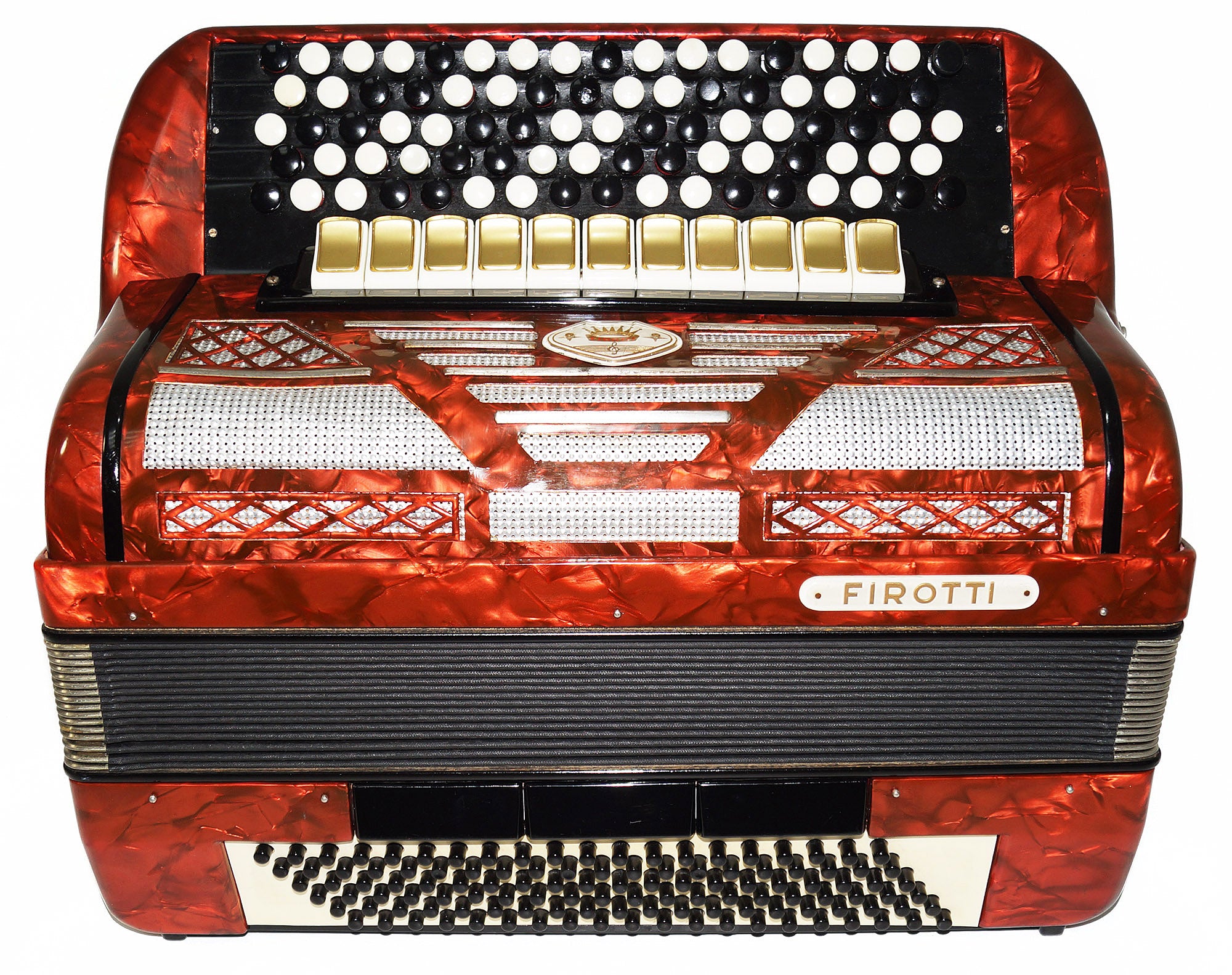 5 Row Firotti Accordion 120 Bass Buttons made in Germany Original Bayan New Straps 2062, Concert Chromatic Accordian, Rich and Powelful sound.