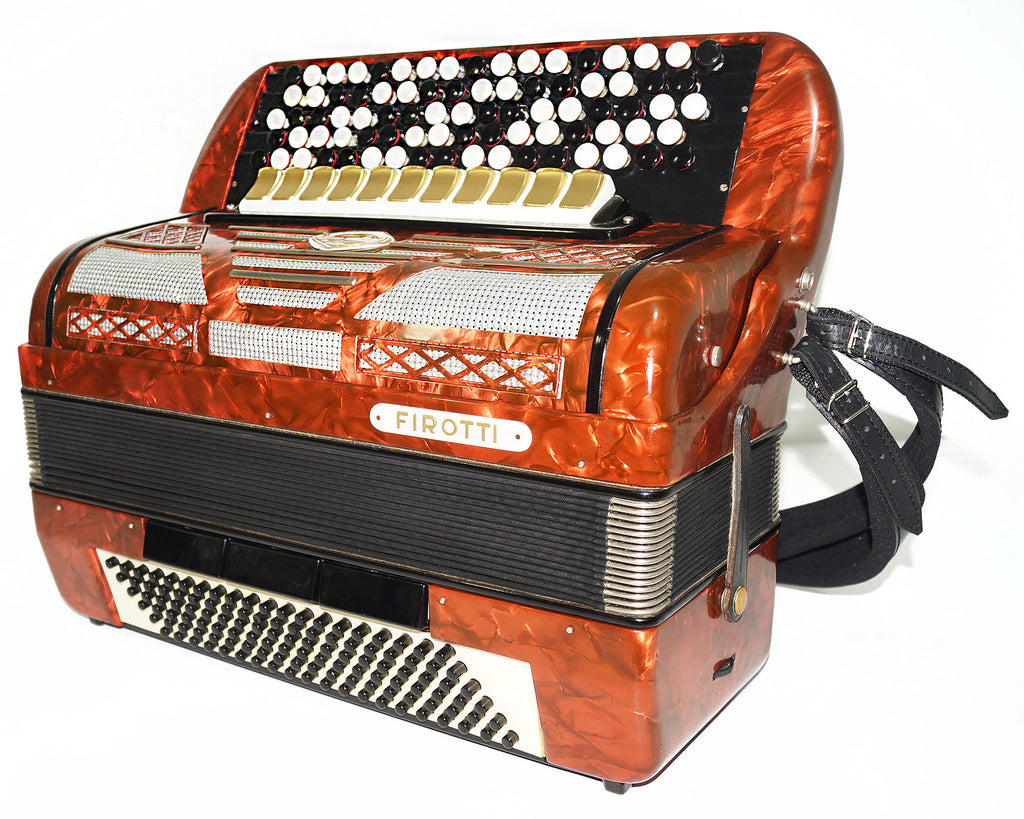 5 Row Firotti Accordion 120 Bass Buttons made in Germany Original Bayan New Straps 2062, Concert Chromatic Accordian, Rich and Powelful sound.