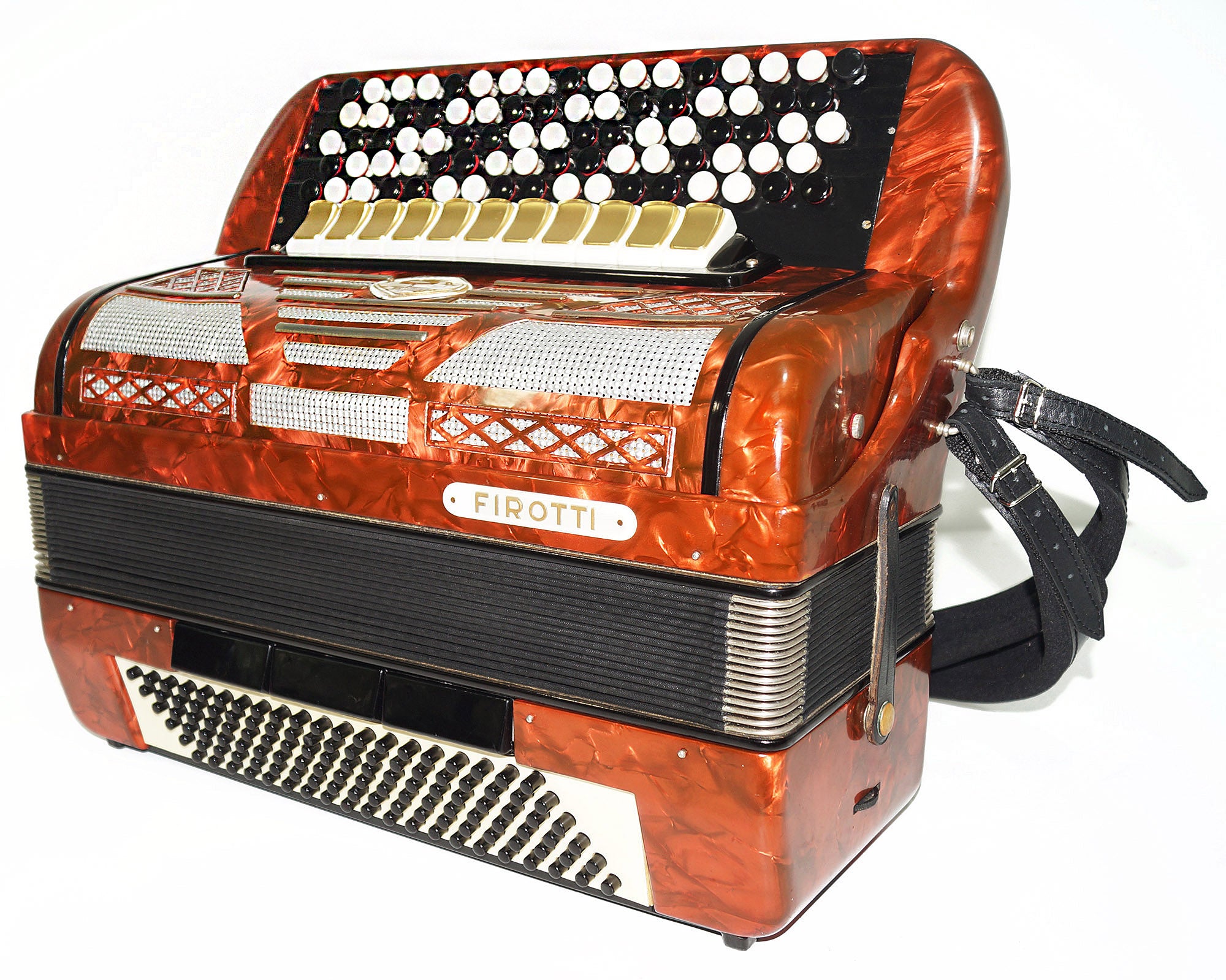 5 Row Firotti Accordion 120 Bass Buttons made in Germany Original Bayan New Straps 2062, Concert Chromatic Accordian, Rich and Powelful sound.
