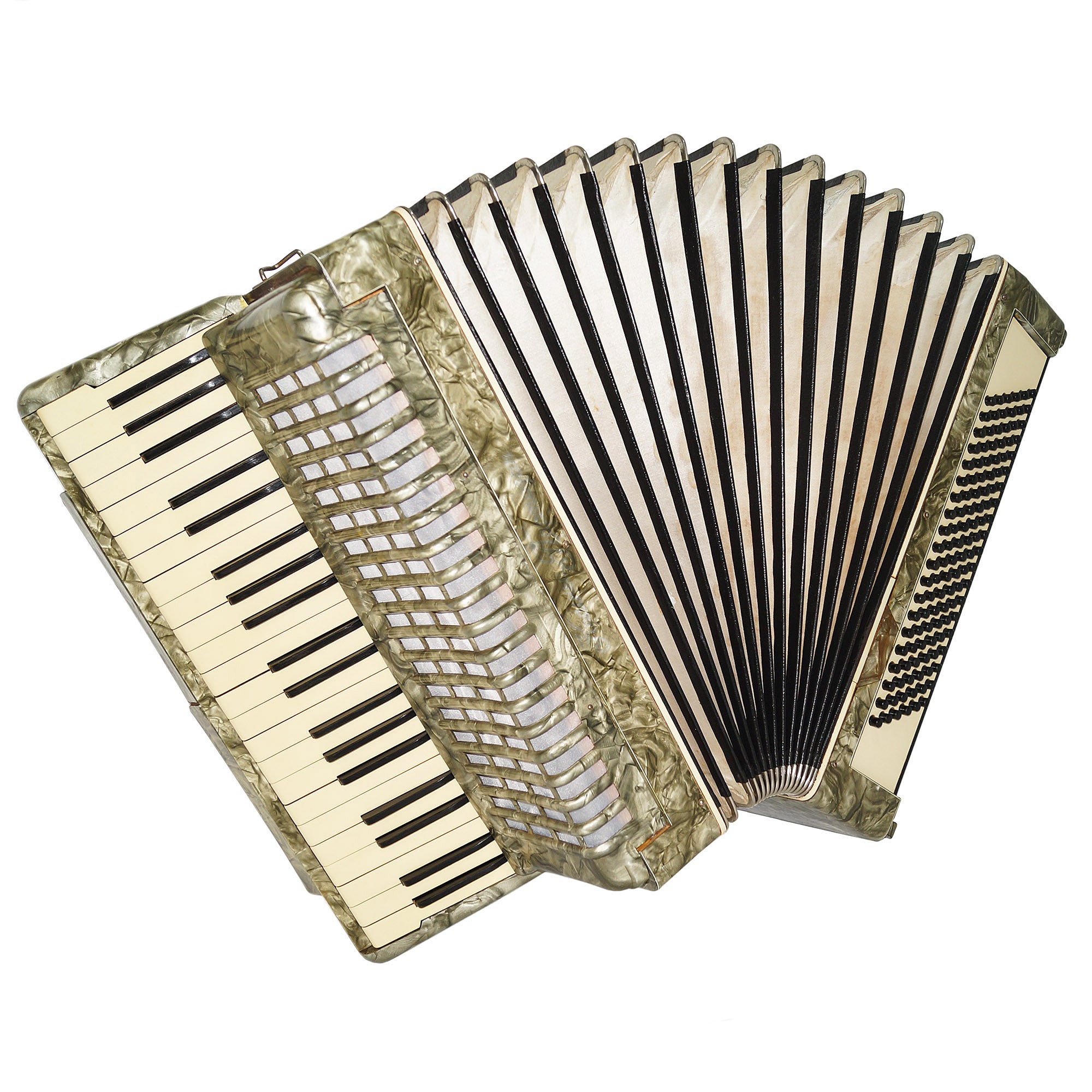 Vintage Piano Accordion Red Partisan, made in USSR, 120 Bass, New Straps 2034, Very Rich and Beautiful sound!