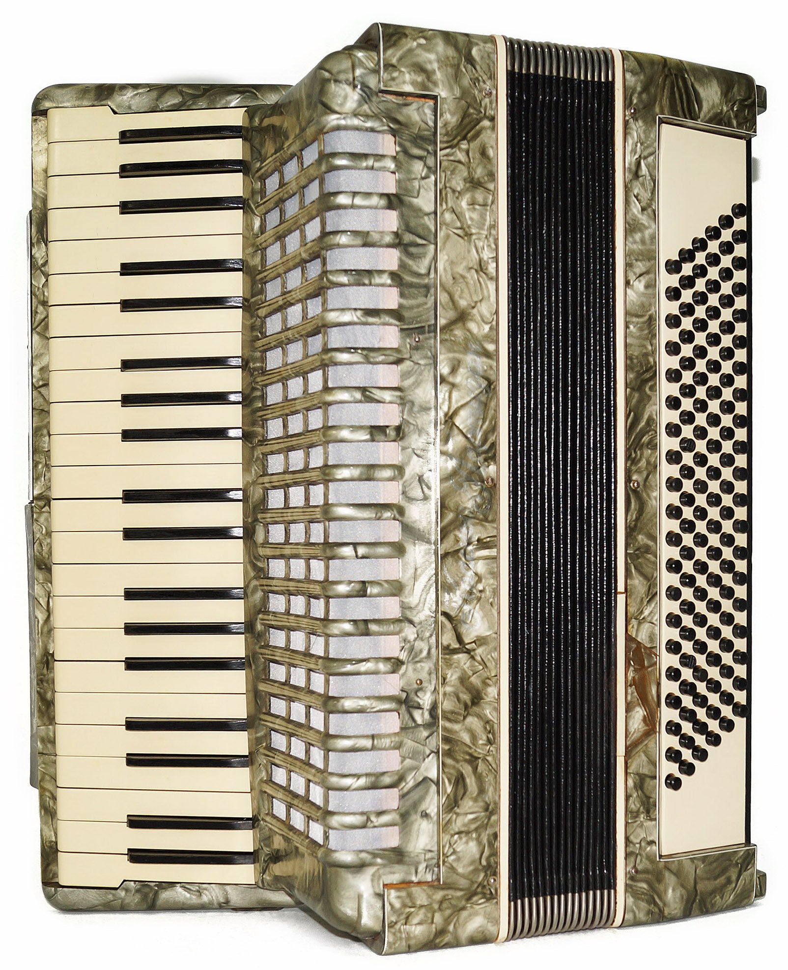 Vintage Piano Accordion Red Partisan, made in USSR, 120 Bass, New Straps 2034, Very Rich and Beautiful sound!