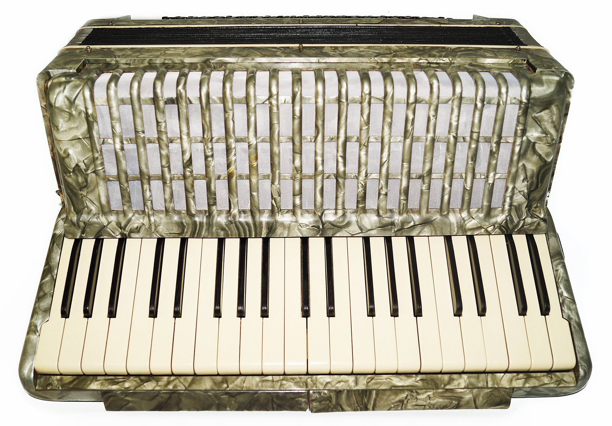 Vintage Piano Accordion Red Partisan, made in USSR, 120 Bass, New Straps 2034, Very Rich and Beautiful sound!