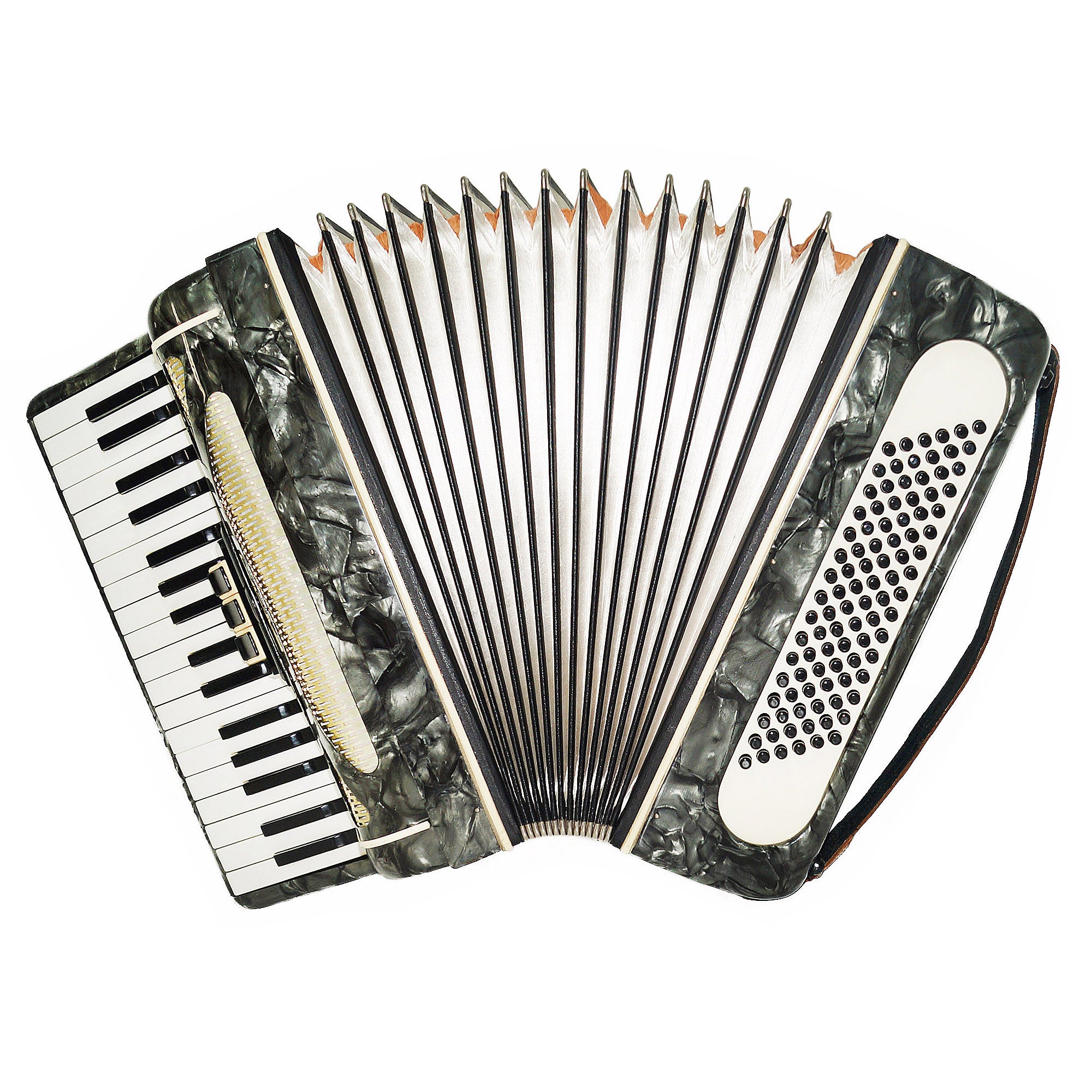 Original Russian Piano Accordion Volna 96 Bass, Straps 1969, Very Beautiful Keyboard Accordian! Excellent sound!