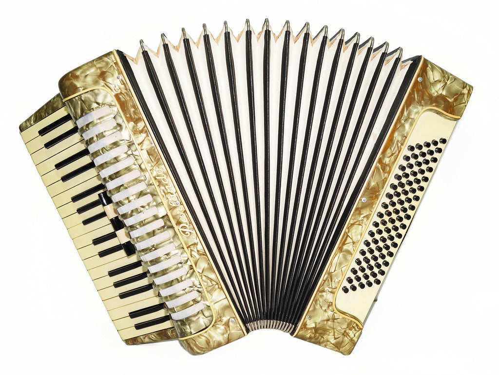 Lightweight Vintage Parlando 80 Bass, German Beginner Children Kids Accordion 1865, Original Straps, Rich and Powerful Sound.