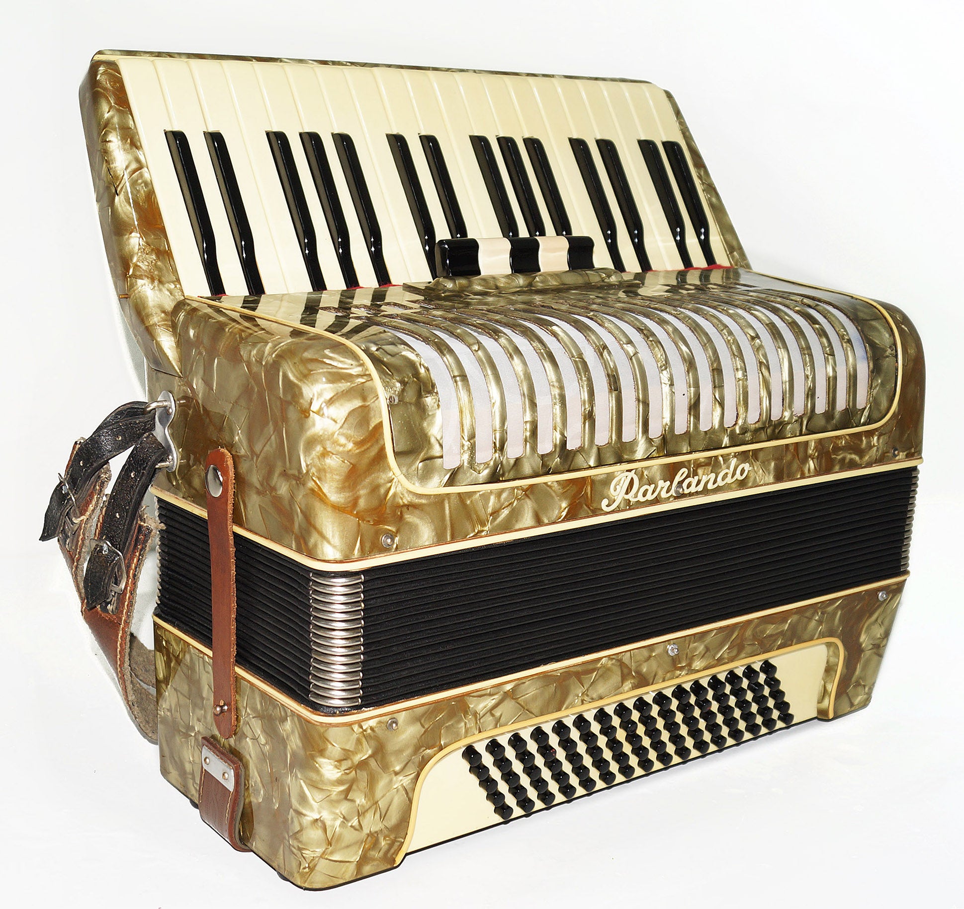 Lightweight Vintage Parlando 80 Bass, German Beginner Children Kids Accordion 1865, Original Straps, Rich and Powerful Sound.