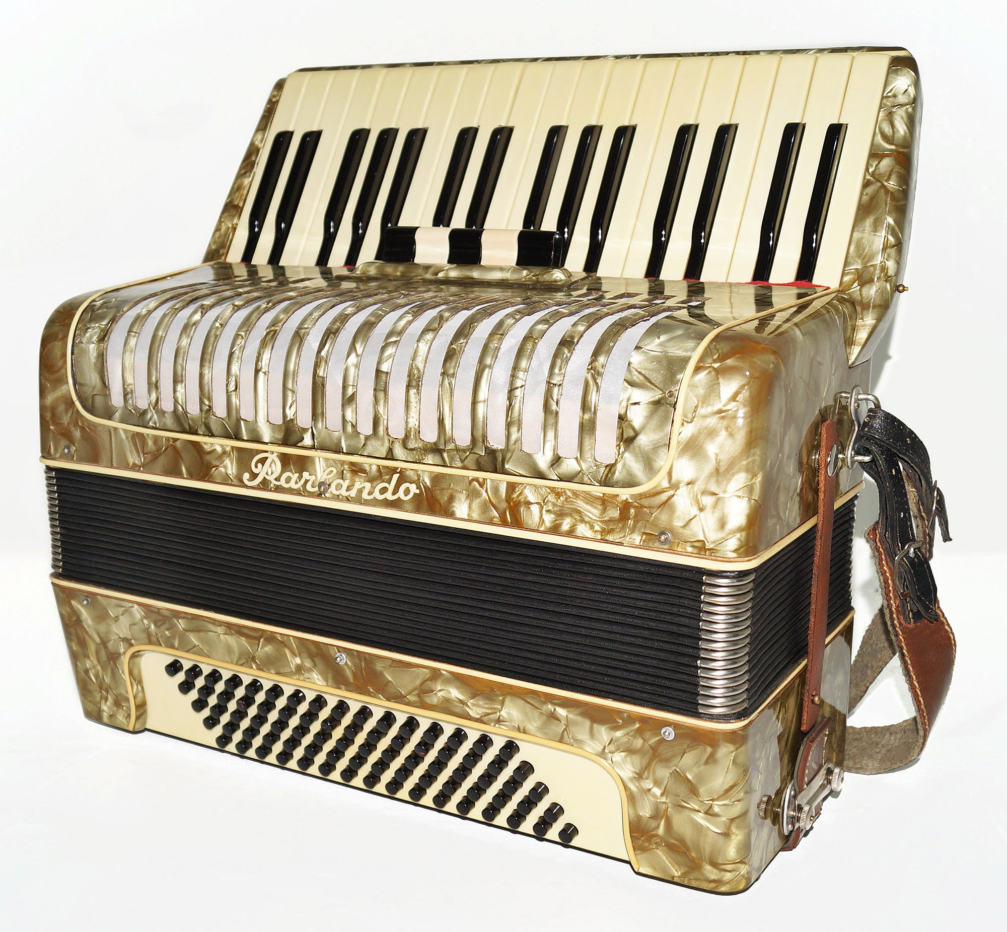 Lightweight Vintage Parlando 80 Bass, German Beginner Children Kids Accordion 1865, Original Straps, Rich and Powerful Sound.