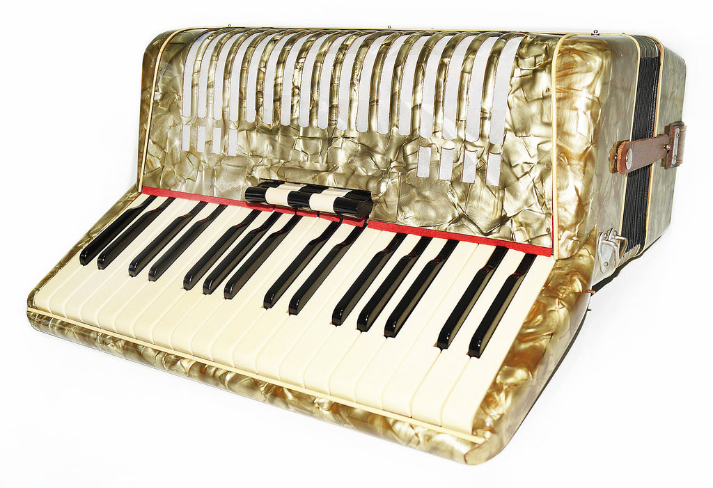 Lightweight Vintage Parlando 80 Bass, German Beginner Children Kids Accordion 1865, Original Straps, Rich and Powerful Sound.