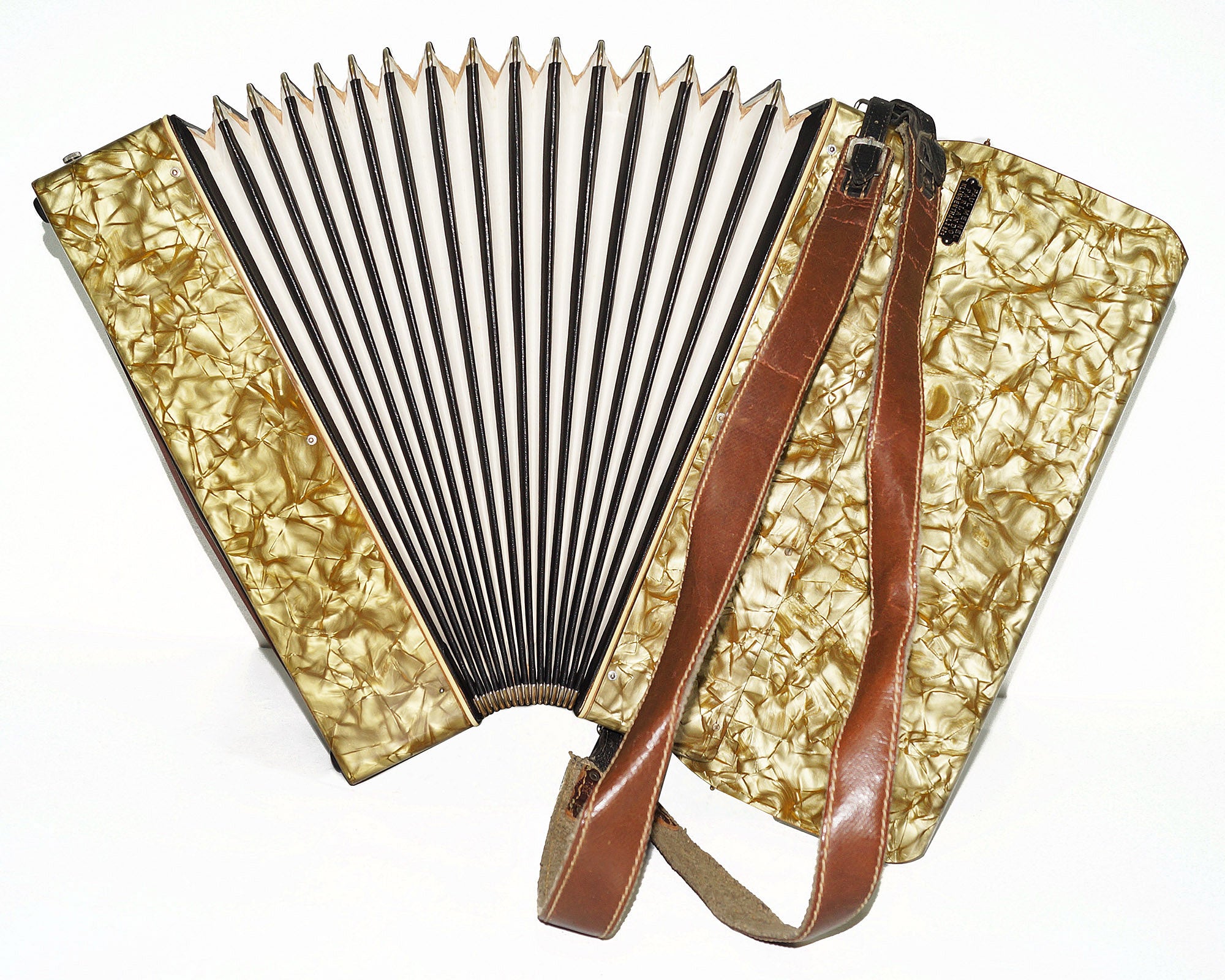 Lightweight Vintage Parlando 80 Bass, German Beginner Children Kids Accordion 1865, Original Straps, Rich and Powerful Sound.