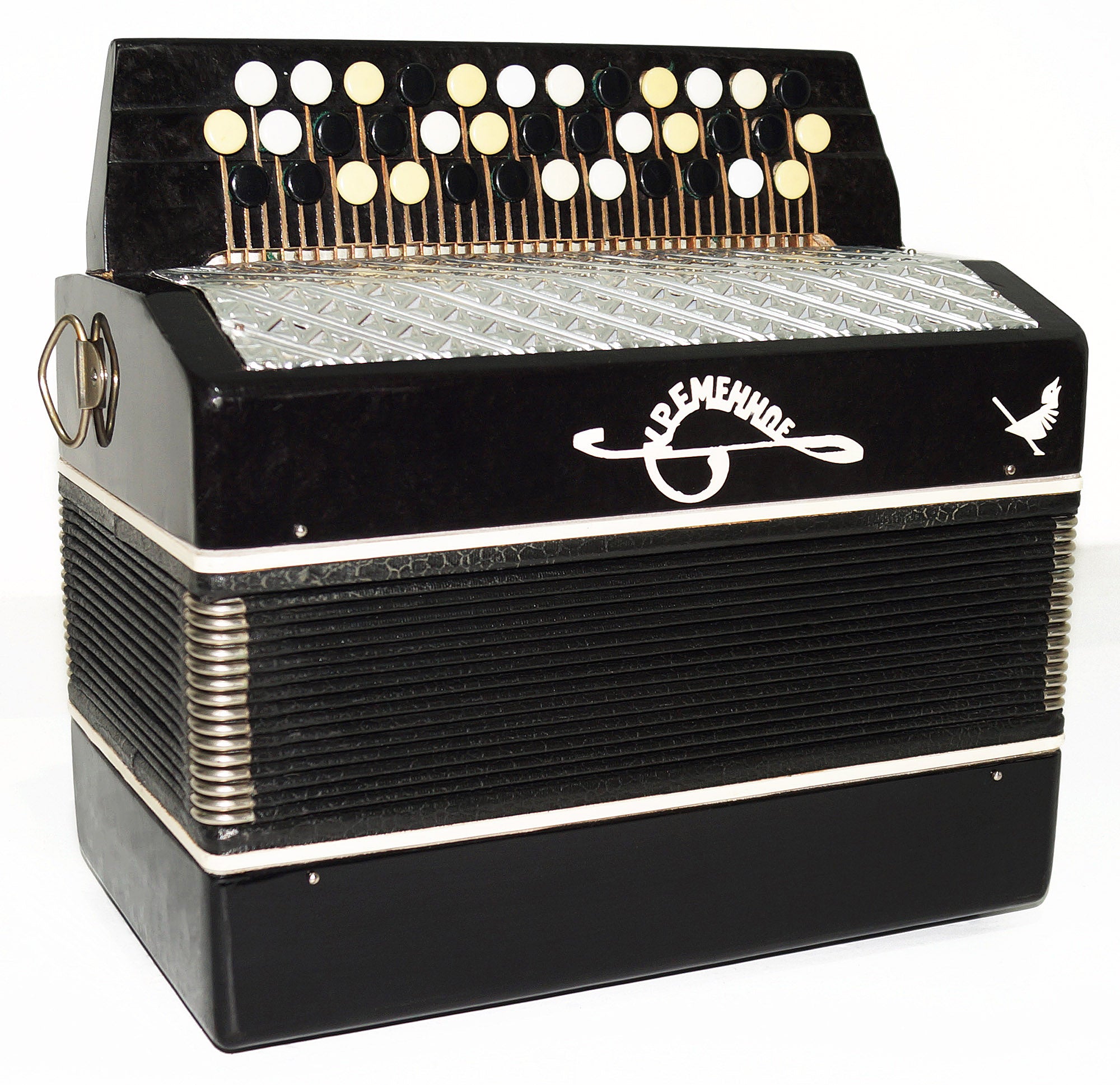 Orchestral Monophone Small Button Accordion made in Ukraine Bayan New Straps 1838, Kremennoe Very Beautiful Sound!