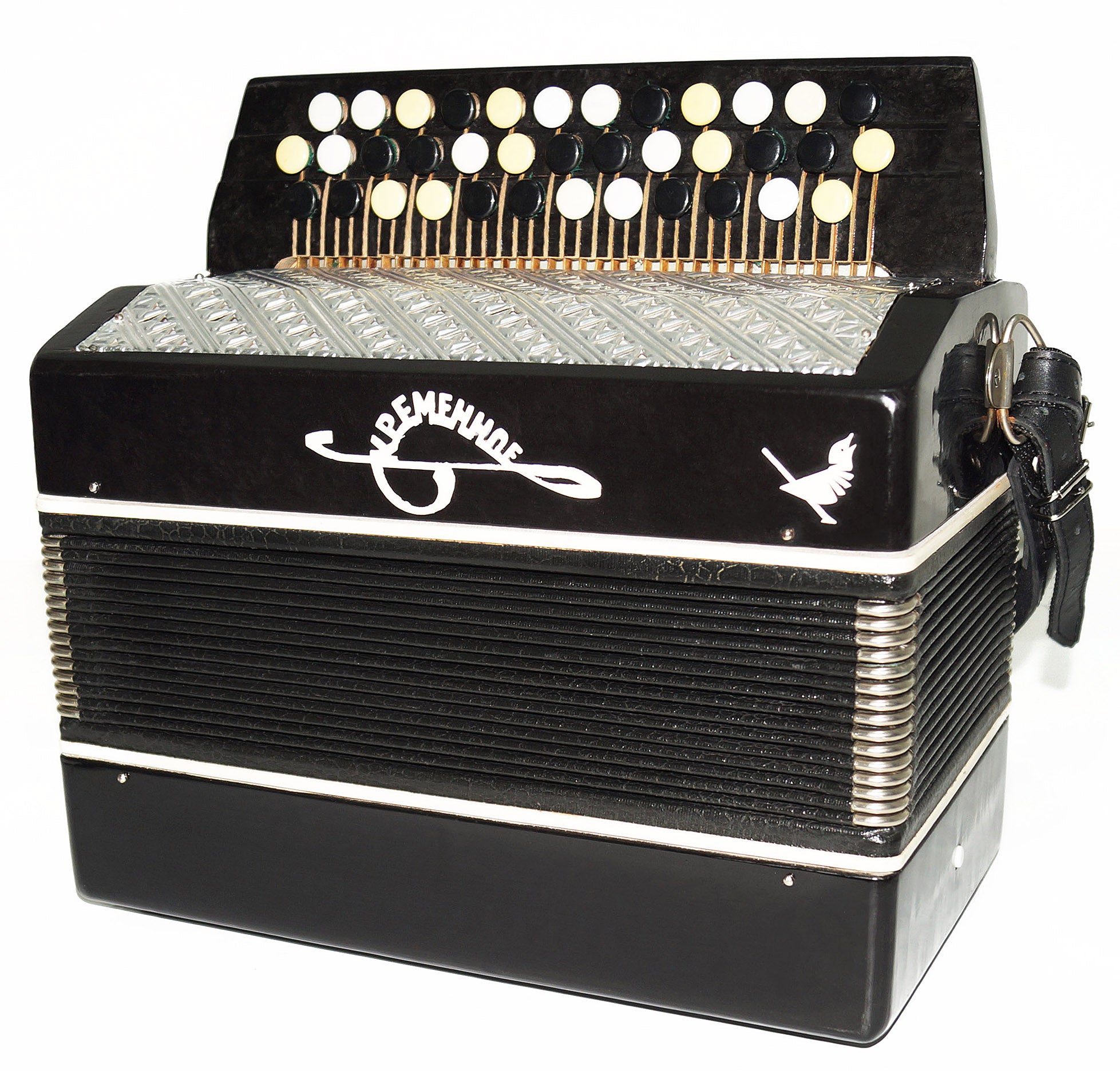 Orchestral Monophone Small Button Accordion made in Ukraine Bayan New Straps 1838, Kremennoe Very Beautiful Sound!