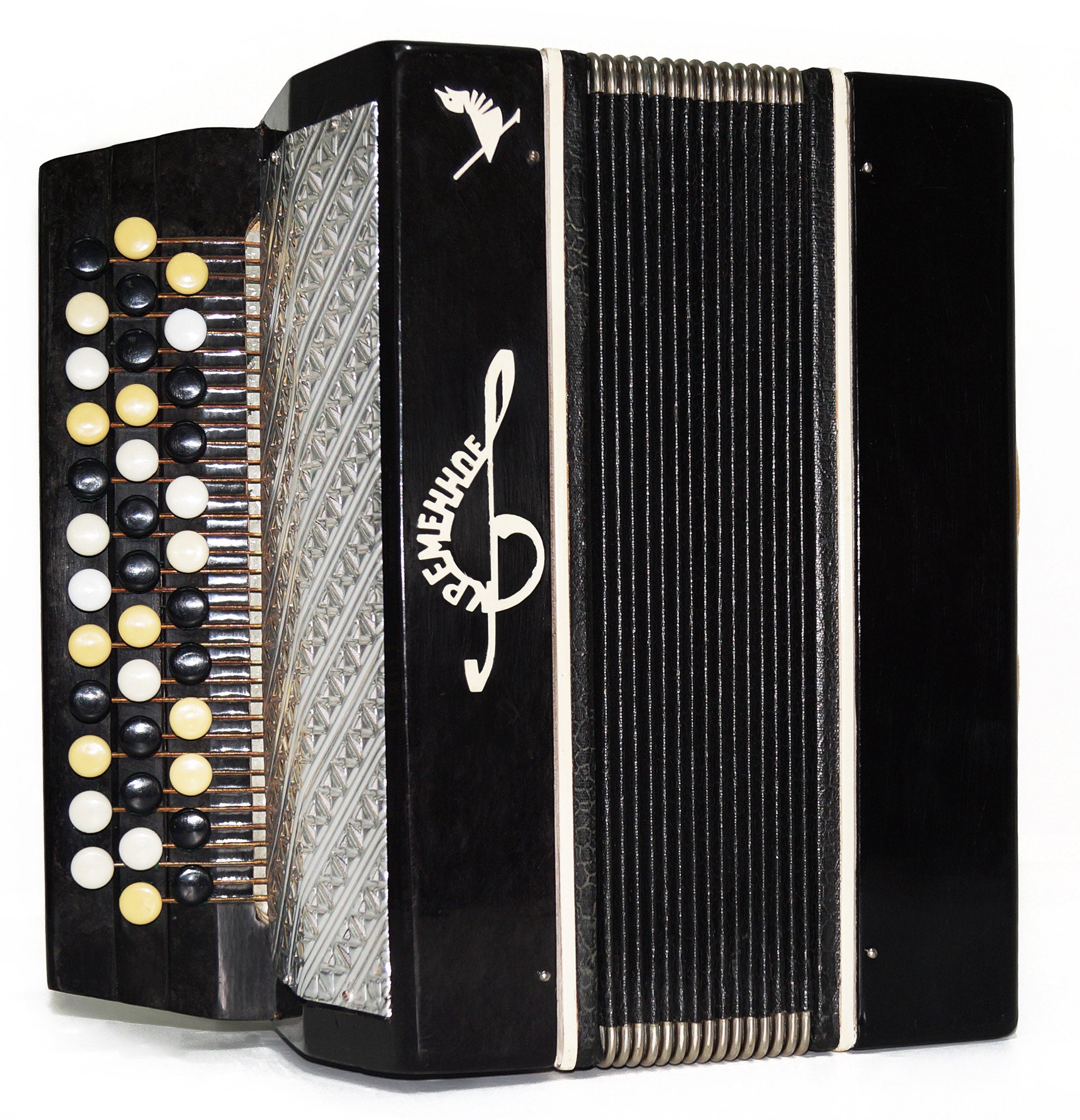 Orchestral Monophone Small Button Accordion made in Ukraine Bayan New Straps 1838, Kremennoe Very Beautiful Sound!