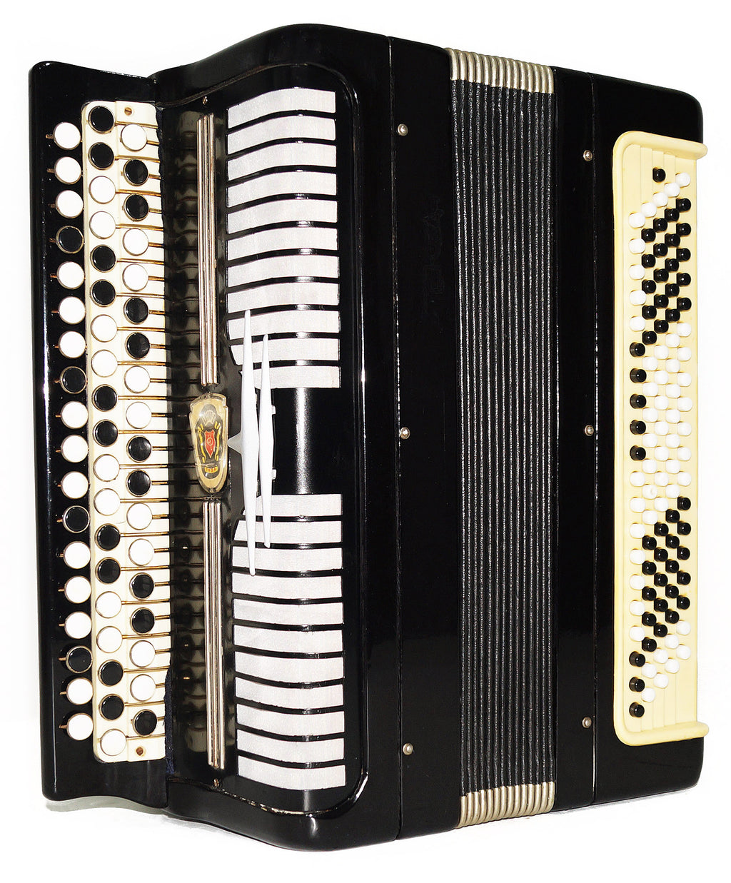 Bayan Etude Chromatic Button Accordion made in Tula Russia 100 bass New Straps 1945, Folk Music Acordeon Wonderful Sound!