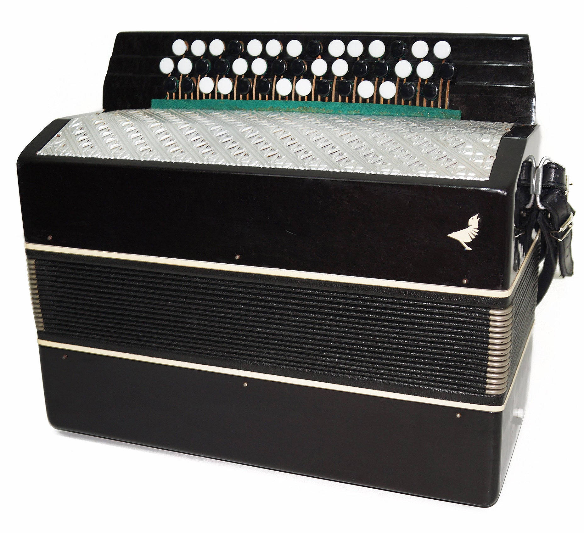 Rare Orchestral Monophone, Double Сontrabass Button Accordion Ukrainian Bayan 1933, Kremennoe, New Straps, Quality Concert Accordion.