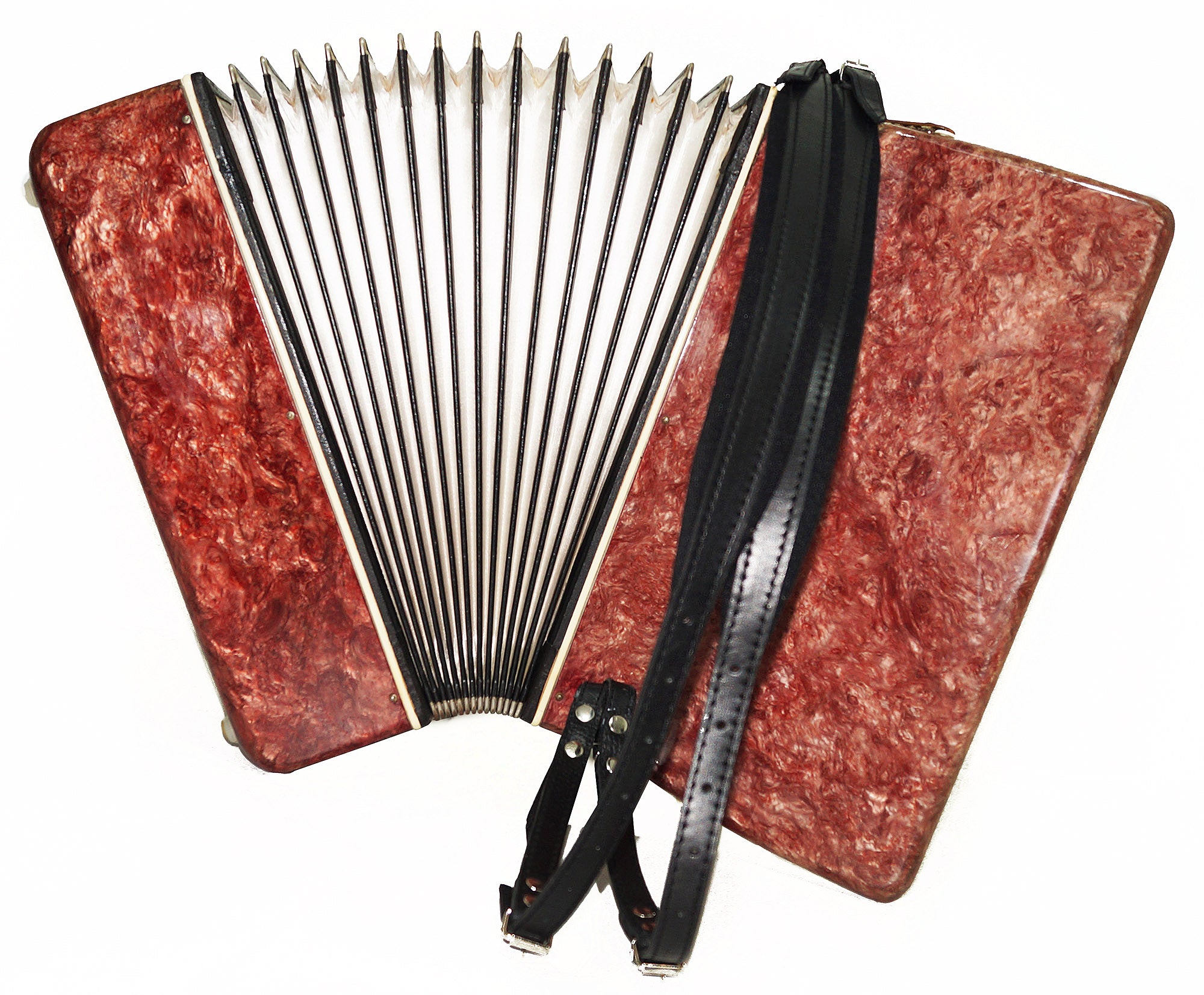Original Piano Accordion Ariya 96 Bass Buttons, made in USSR, New Straps 1950, Very Beautiful Keyboard Accordian